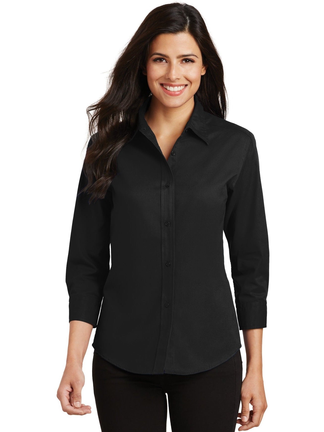 no-logo Port Authority Ladies 3/4-Sleeve Easy Care-Regular-Port Authority-Thread Logic