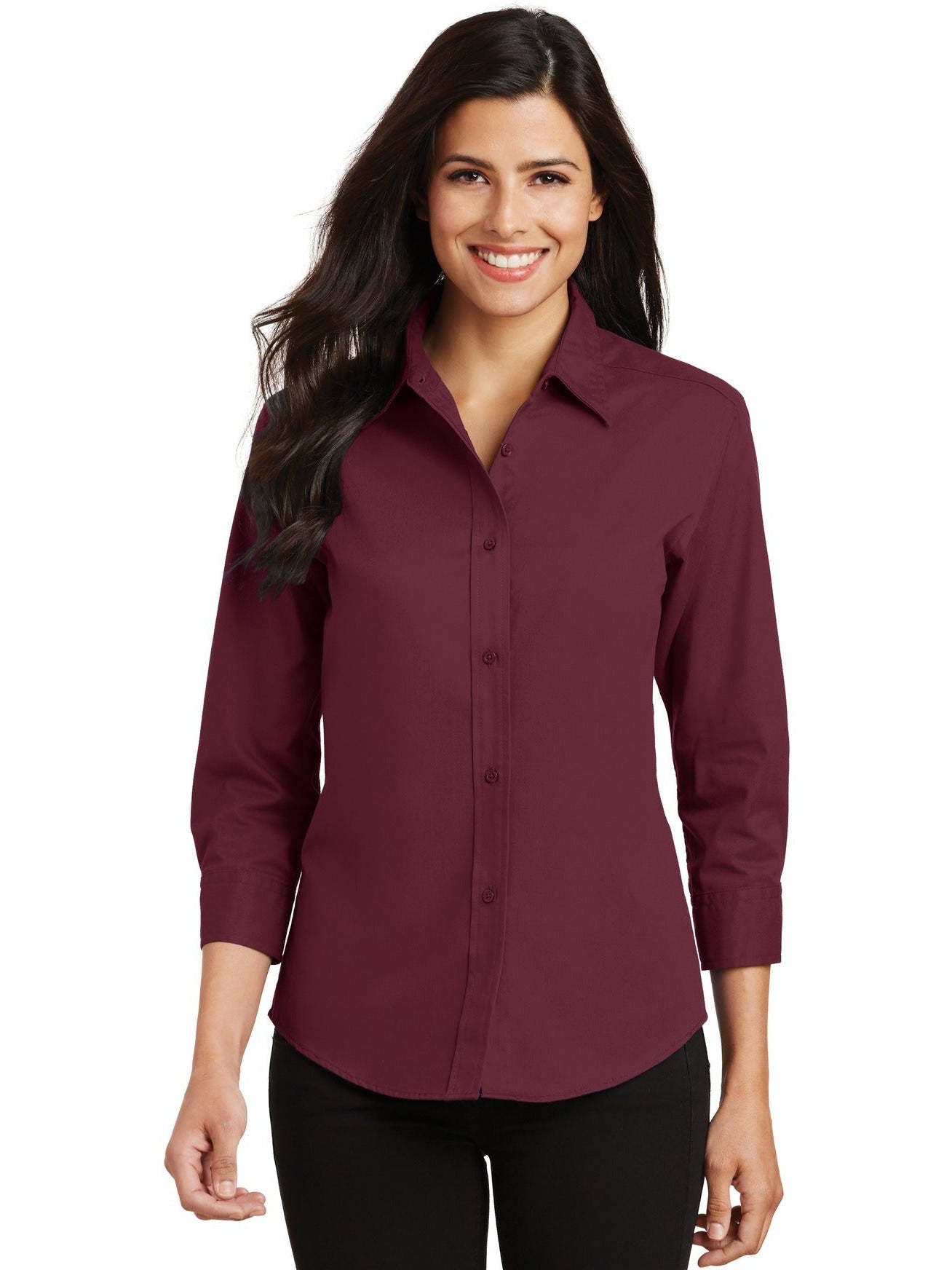 no-logo Port Authority Ladies 3/4-Sleeve Easy Care-Regular-Port Authority-Thread Logic