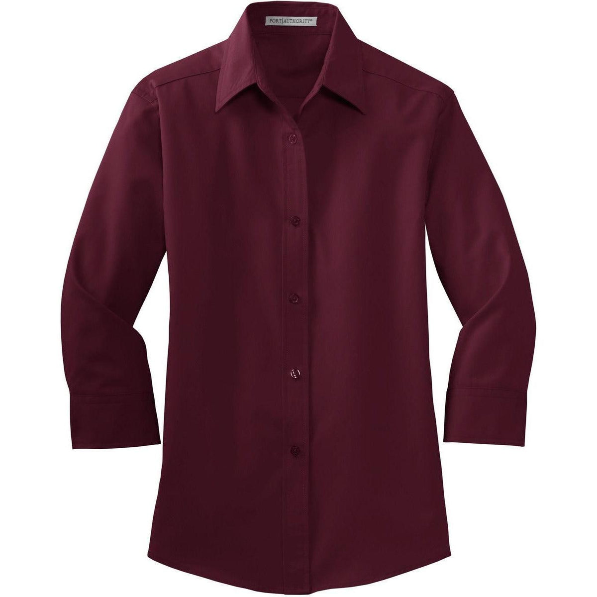 no-logo Port Authority Women's 3/4-Sleeve Easy Care-Dress Shirts-Port Authority-Burgundy-XS-Thread Logic
