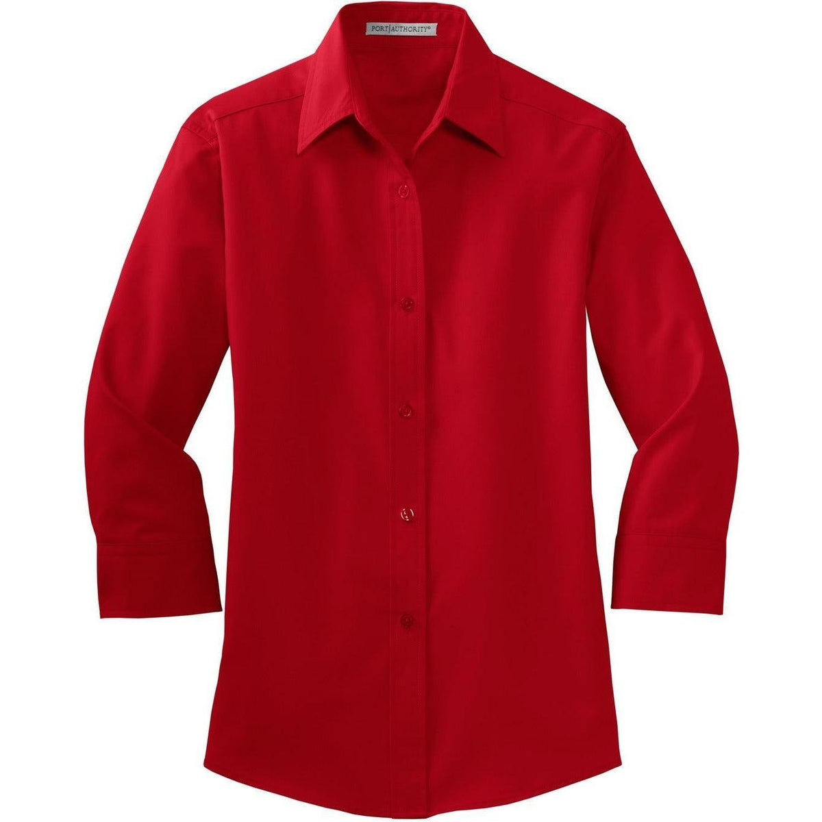 no-logo Port Authority Women's 3/4-Sleeve Easy Care-Dress Shirts-Port Authority-Red-XS-Thread Logic