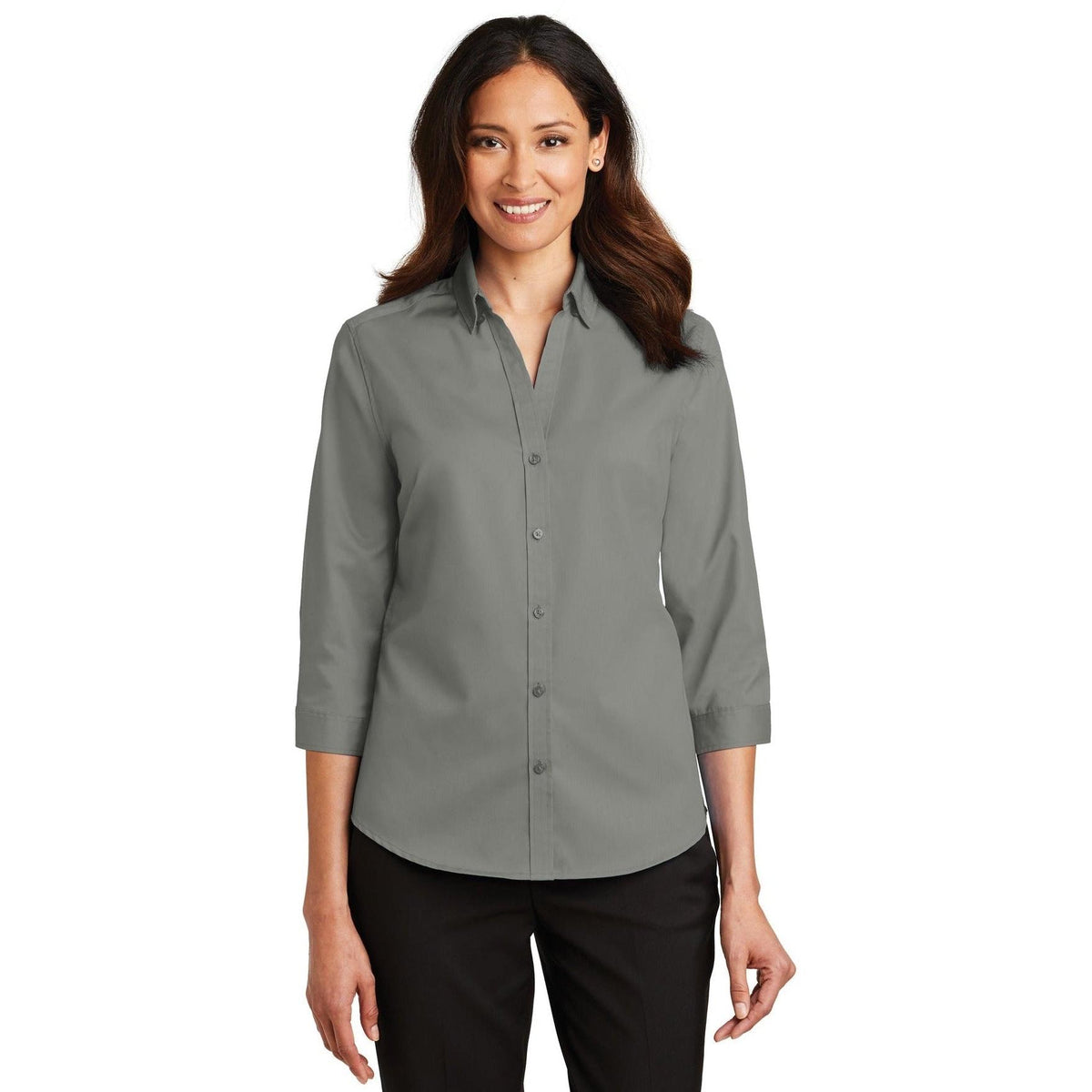 no-logo Port Authority Ladies 3/4 Sleeve SuperPro Twill Shirt-Discontinued-Port Authority-Thread Logic