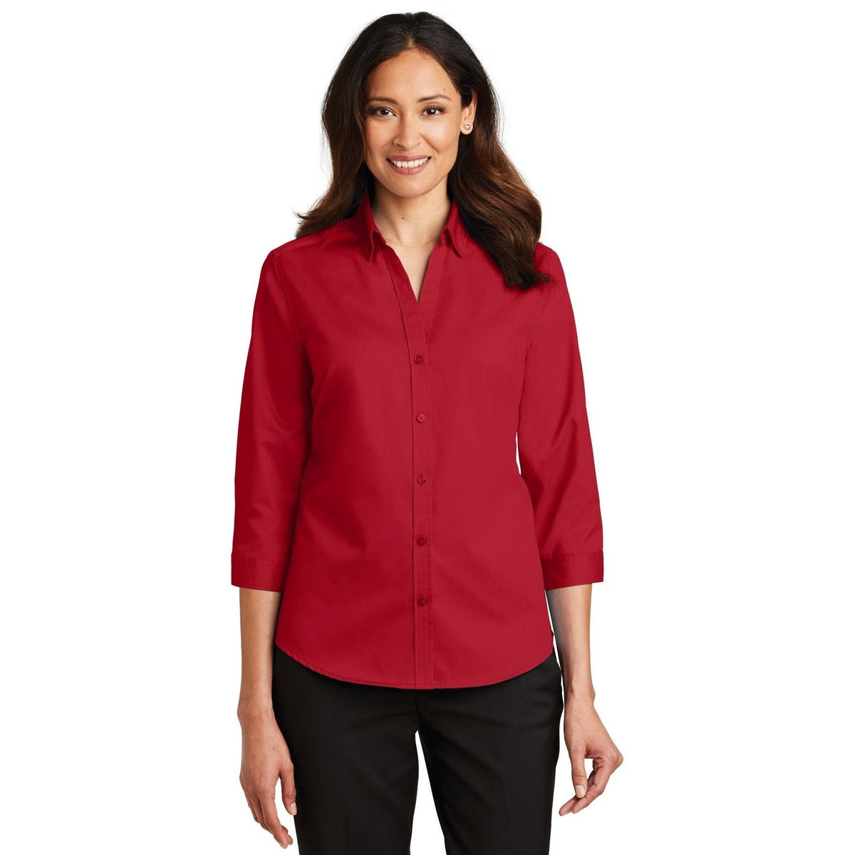no-logo Port Authority Ladies 3/4 Sleeve SuperPro Twill Shirt-Discontinued-Port Authority-Thread Logic