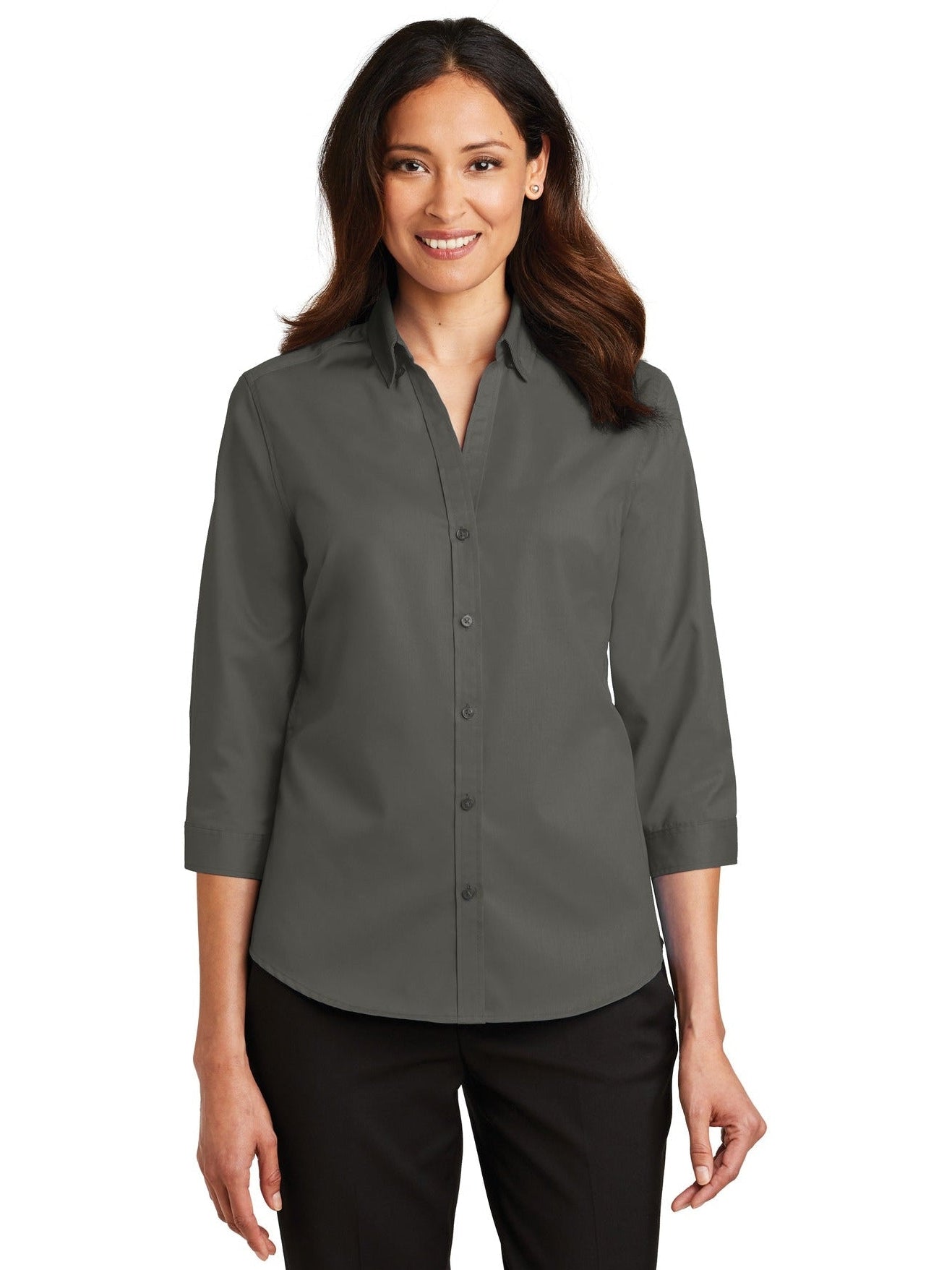 no-logo Port Authority Ladies 3/4 Sleeve SuperPro Twill Shirt-Discontinued-Port Authority-Thread Logic