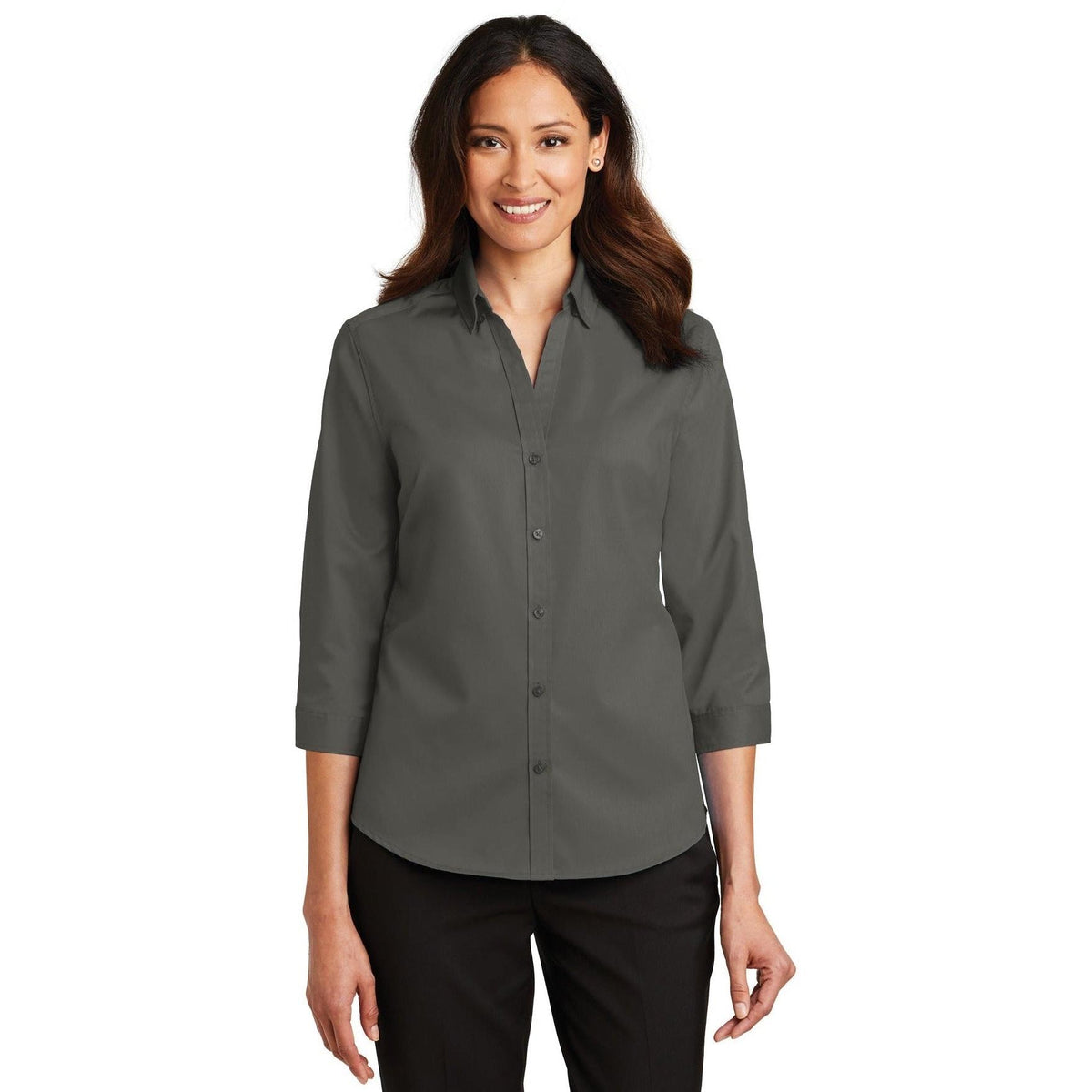 no-logo Port Authority Ladies 3/4 Sleeve SuperPro Twill Shirt-Discontinued-Port Authority-Thread Logic