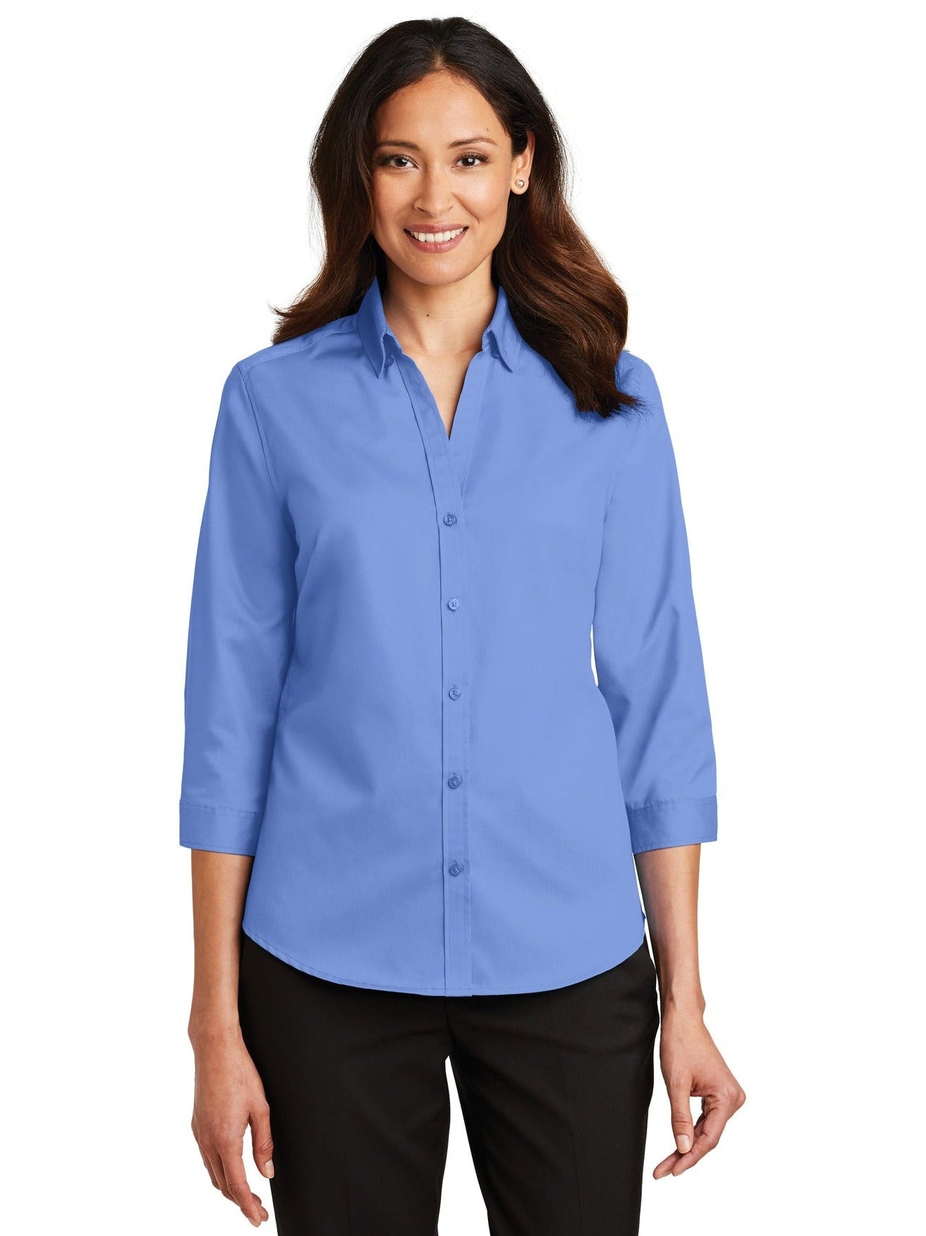 no-logo Port Authority Ladies 3/4 Sleeve SuperPro Twill Shirt-Discontinued-Port Authority-Thread Logic