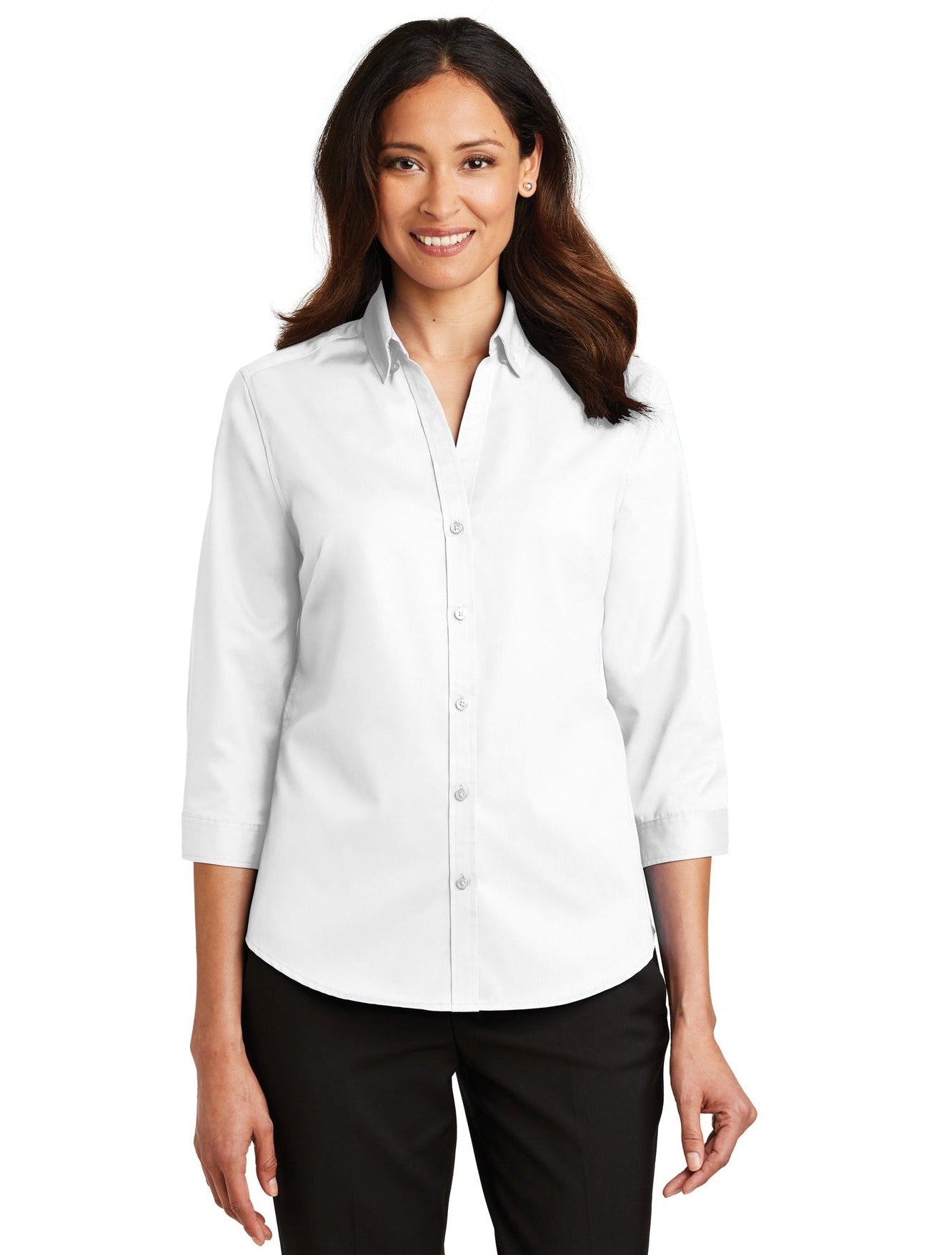 no-logo Port Authority Ladies 3/4 Sleeve SuperPro Twill Shirt-Discontinued-Port Authority-Thread Logic