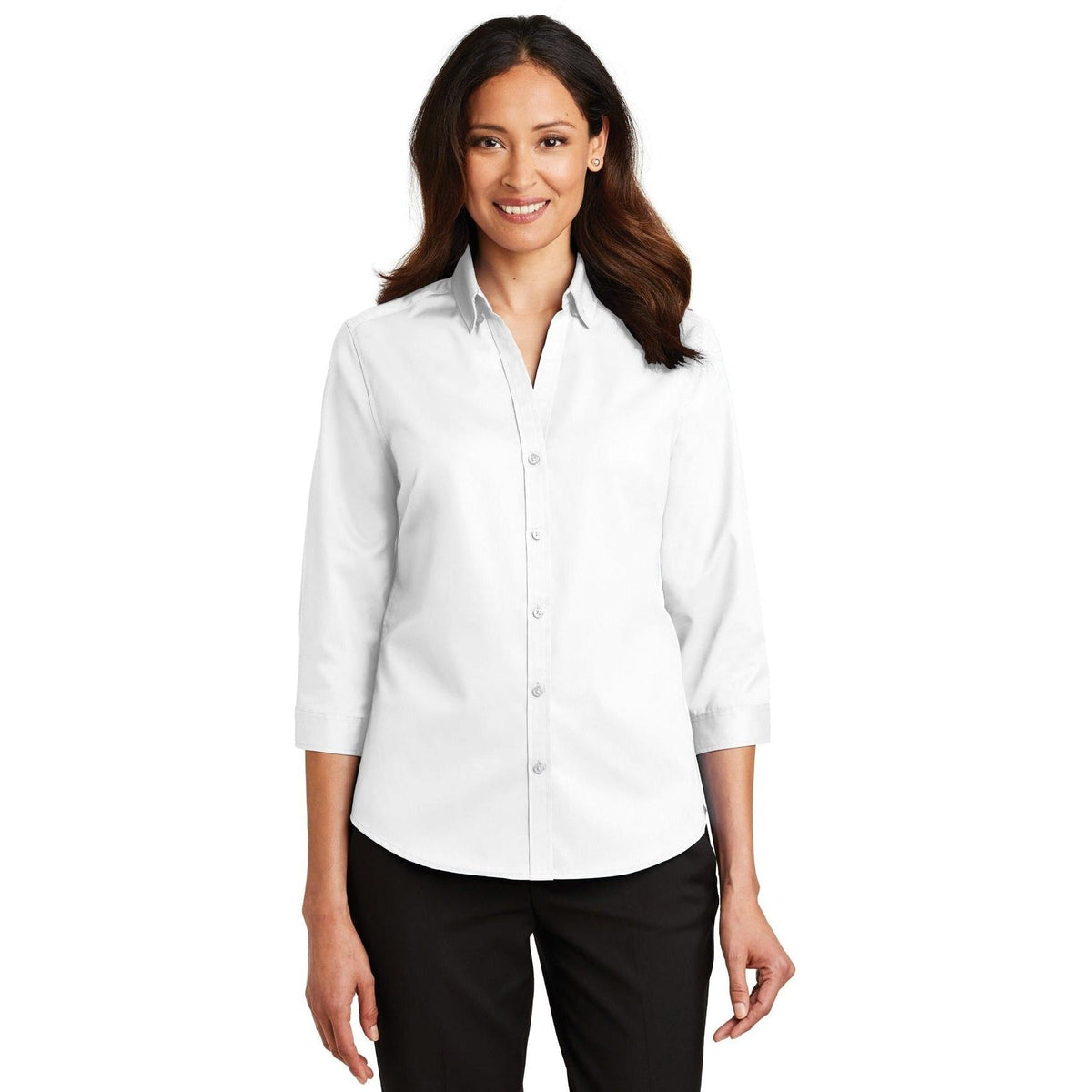 no-logo Port Authority Ladies 3/4 Sleeve SuperPro Twill Shirt-Discontinued-Port Authority-Thread Logic