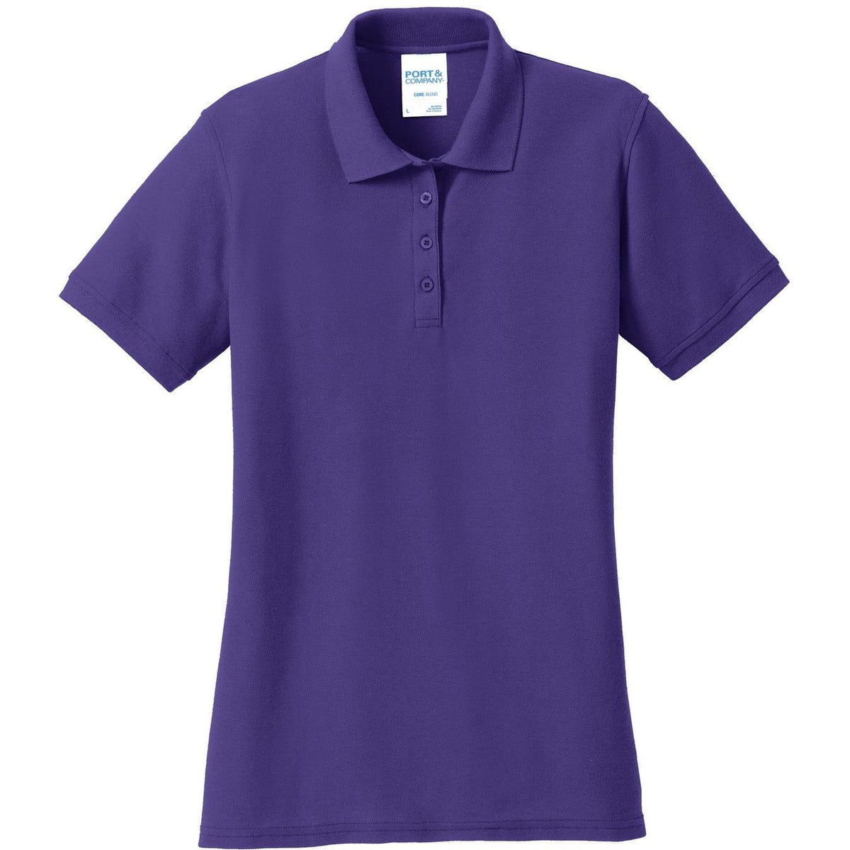 logo-left Port & Co Women's Core Blend Pique Polo-Regular-Port Authority-Purple-XS-Thread Logic