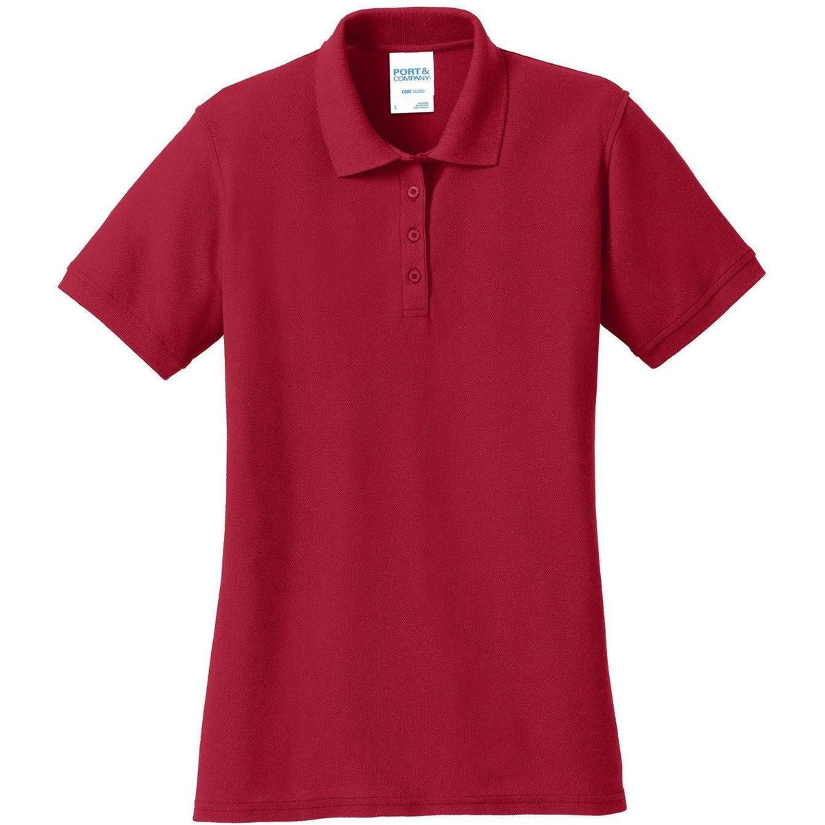 logo-left Port & Co Women's Core Blend Pique Polo-Regular-Port Authority-Red-XS-Thread Logic