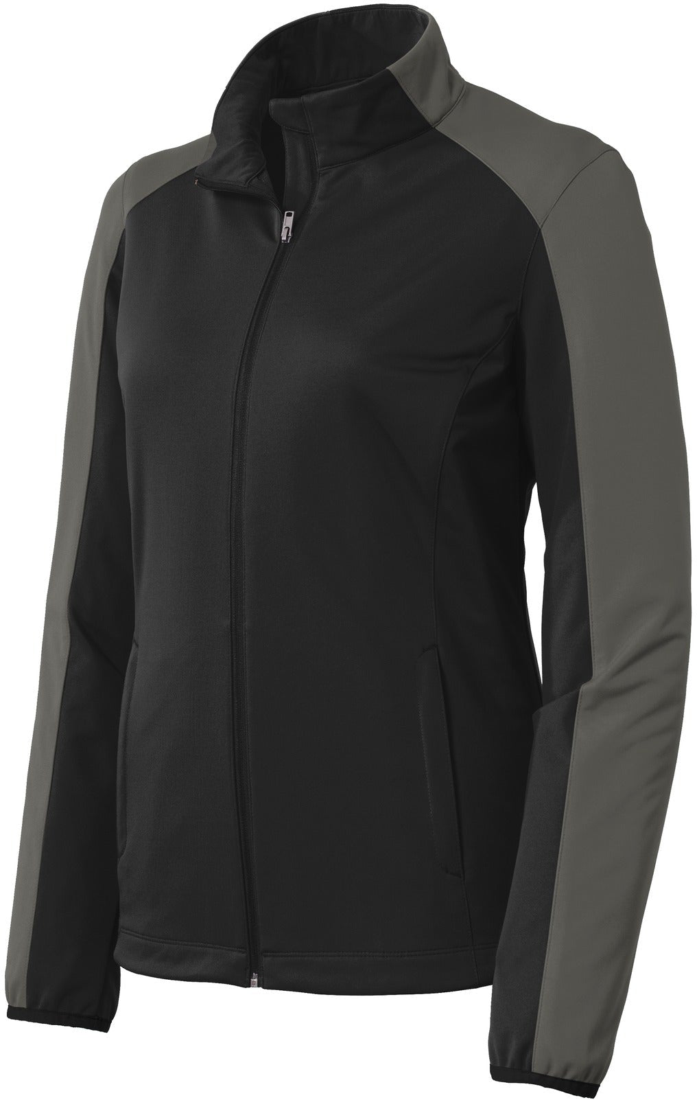 Port Authority Ladies Active Colorblock Soft Shell Jacket-Regular-Port Authority-Deep Black/Grey Steel-S-Thread Logic