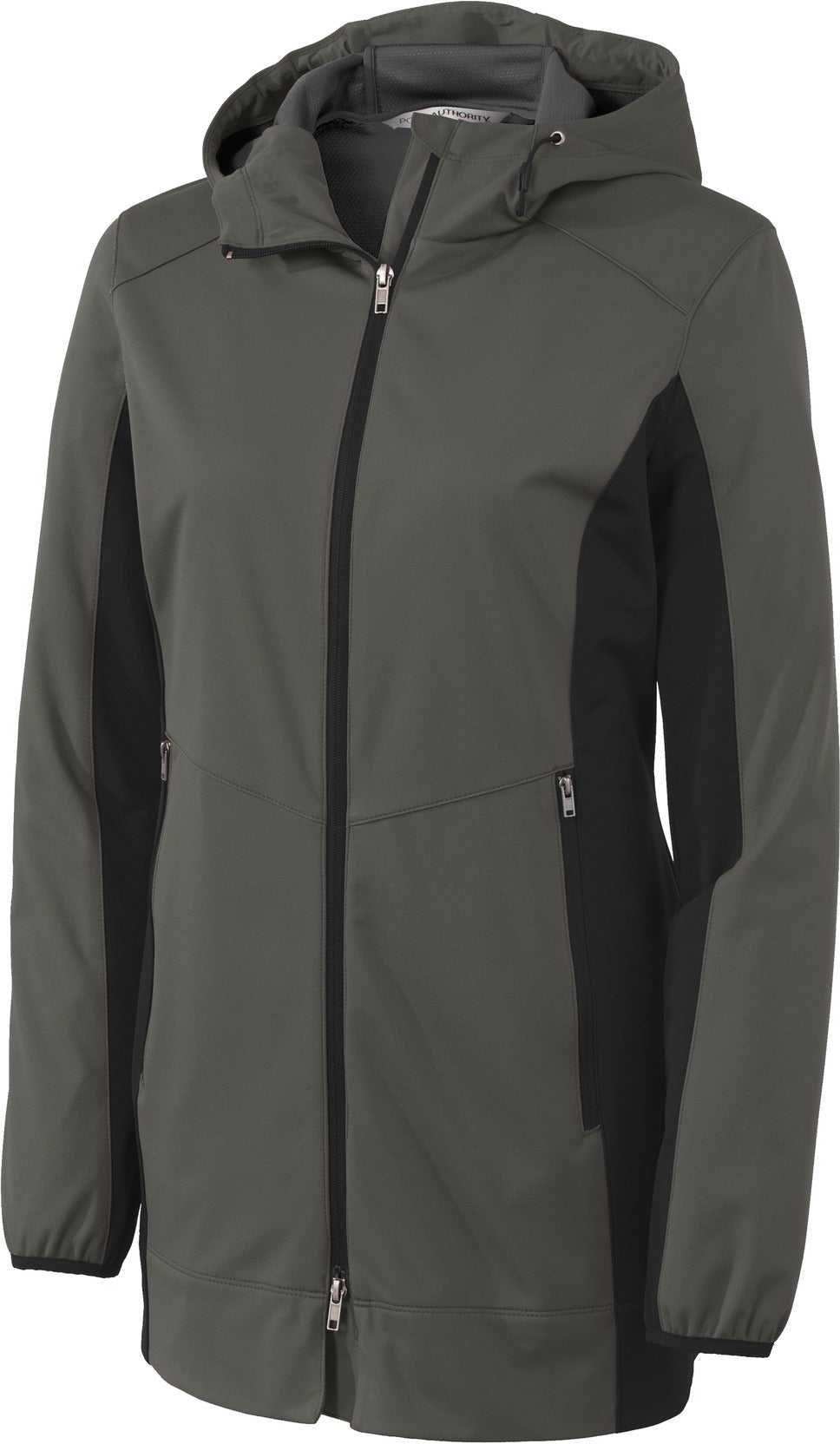 Port Authority Ladies Active Hooded Soft Shell Jacket-Regular-Port Authority-Grey Steel/Deep Black-S-Thread Logic