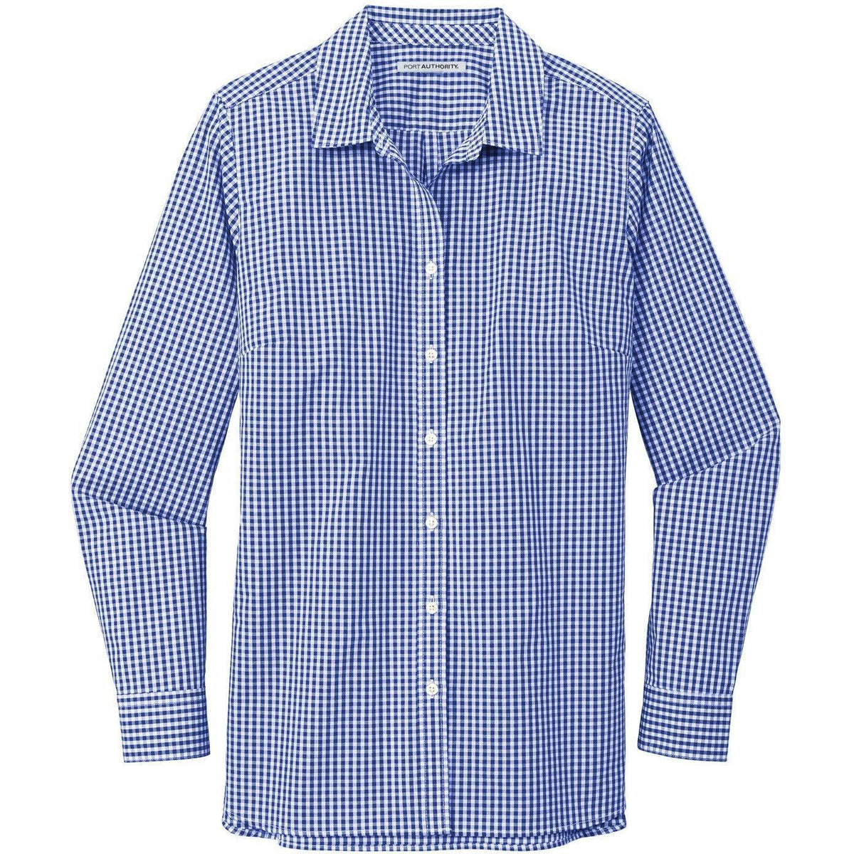 no-logo Port Authority Women's Broadcloth Gingham Easy Care Shirt-Dress Shirts-Port Authority-True Royal/White-XS-Thread Logic