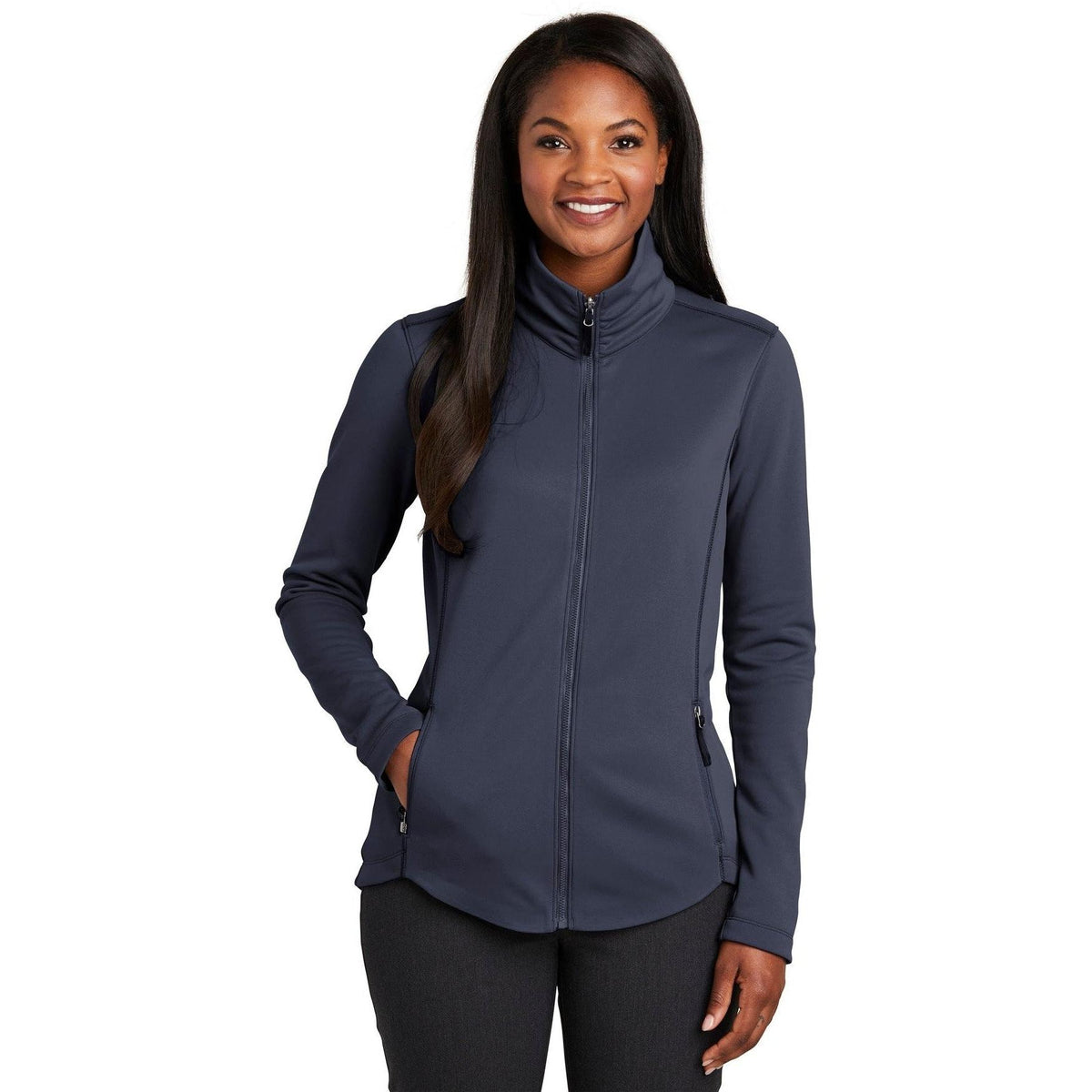 no-logo Port Authority Women's Collective Smooth Fleece Jacket-Regular-Port Authority-River Blue Navy-XS-Thread Logic