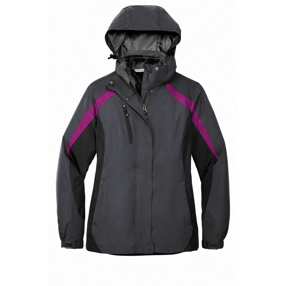 no-logo Port Authority Women's Colorblock 3-in-1 Jacket-Regular-Port Authority-Magnet/Black/Very Berry-XS-Thread Logic