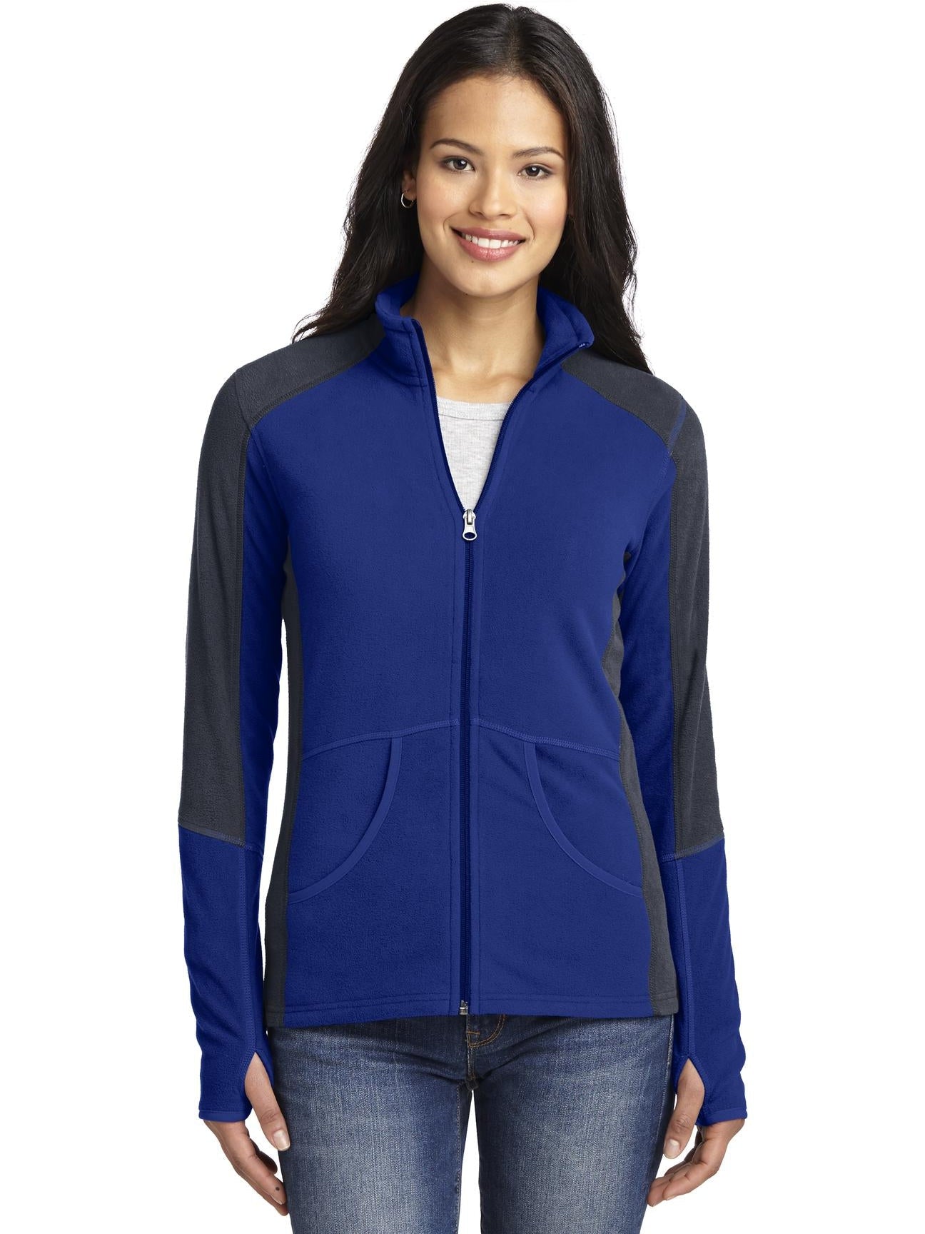 no-logo Port Authority Ladies Colorblock Microfleece Jacket-Regular-Port Authority-Thread Logic