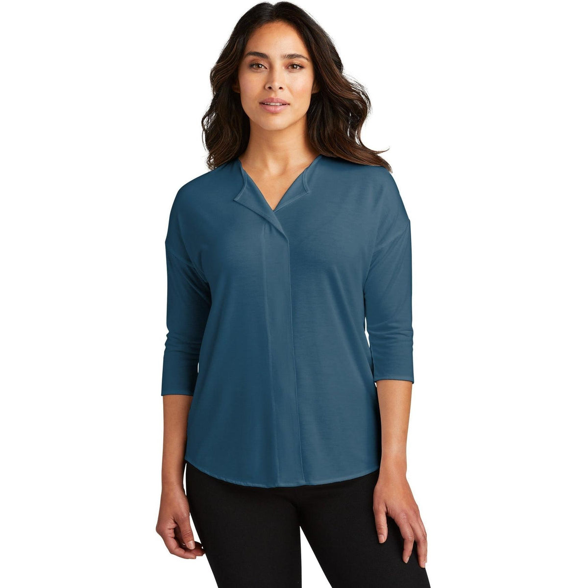 no-logo Port Authority Women's Concept 3/4-Sleeve Soft Split Neck Top-Active-Port Authority-Thread Logic