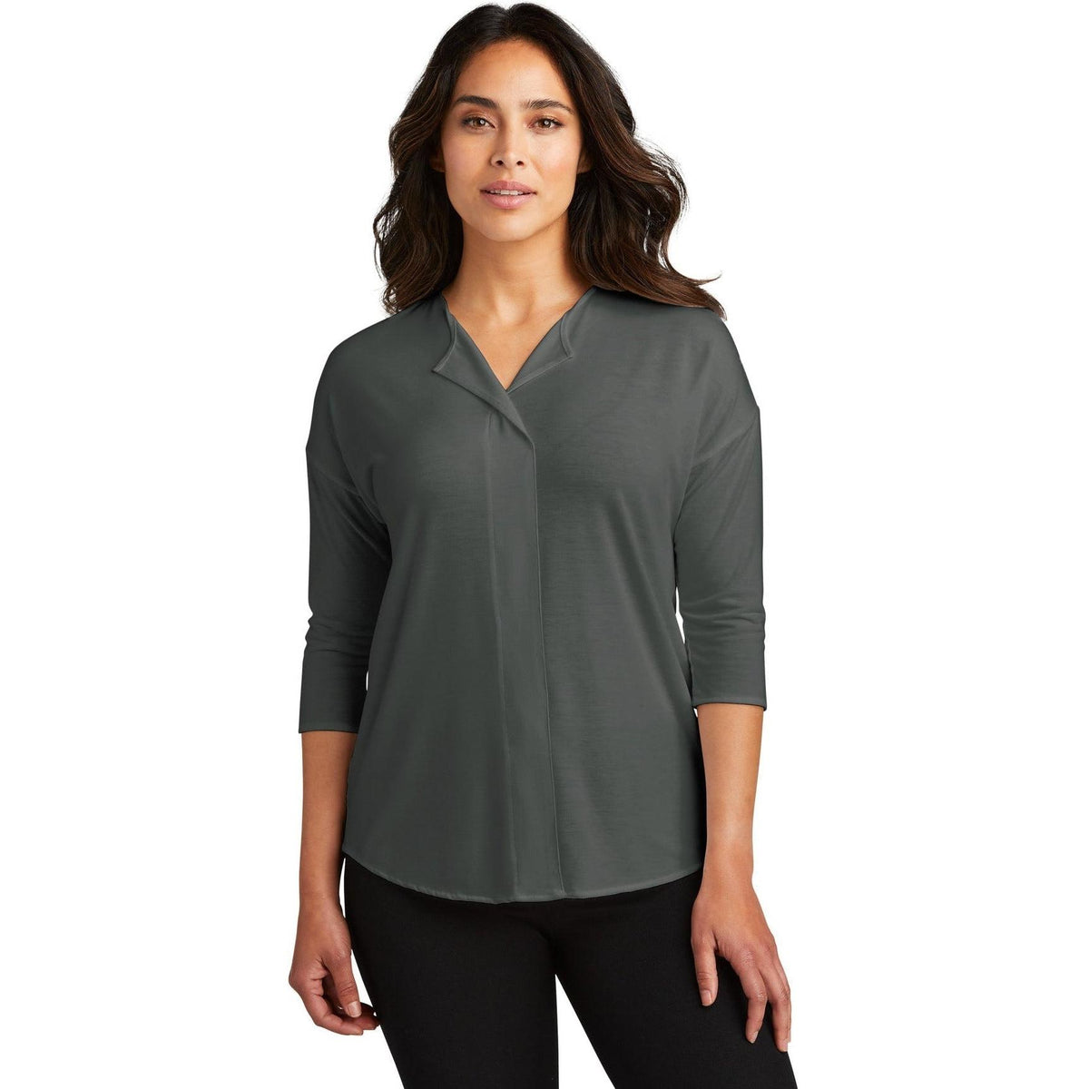 no-logo Port Authority Women's Concept 3/4-Sleeve Soft Split Neck Top-Active-Port Authority-Thread Logic