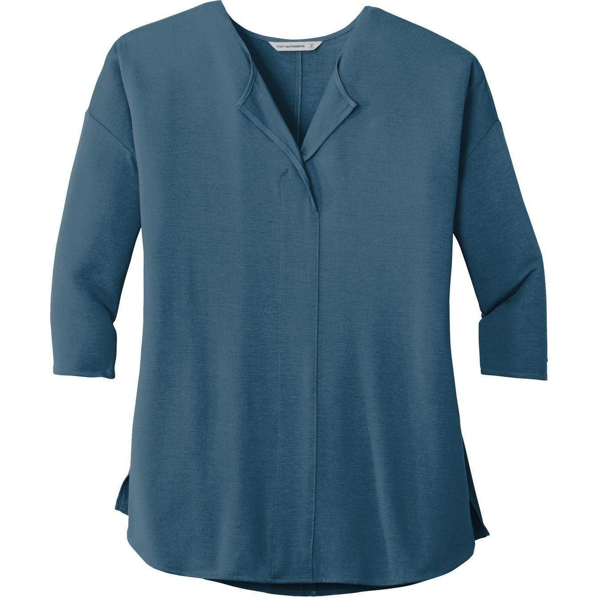 no-logo Port Authority Women's Concept 3/4-Sleeve Soft Split Neck Top-Active-Port Authority-Dusty Blue-XS-Thread Logic