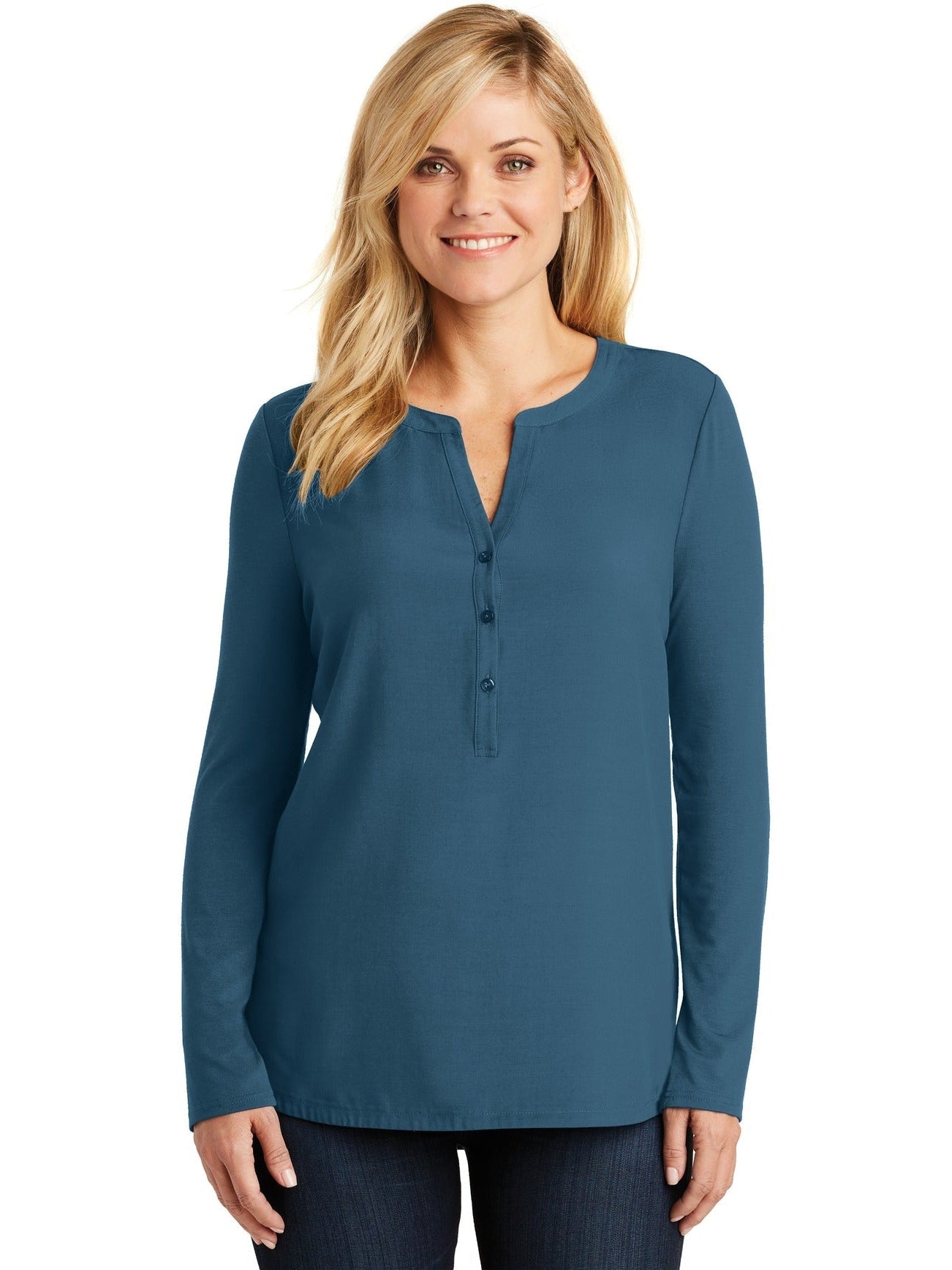 no-logo Port Authority Ladies Concept Henley Tunic-Regular-Port Authority-Thread Logic