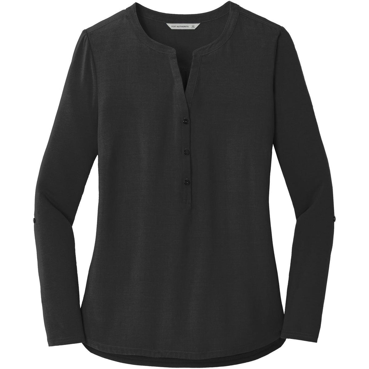 no-logo Port Authority Women's Concept Henley Tunic-Active-Port Authority-Black-XS-Thread Logic
