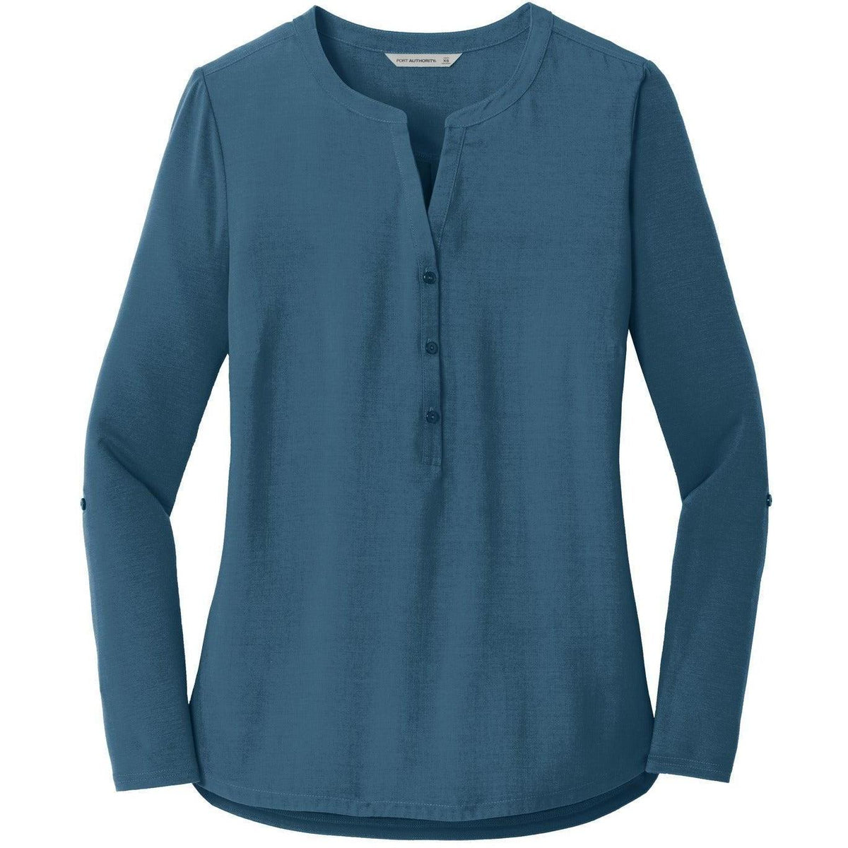 no-logo Port Authority Women's Concept Henley Tunic-Active-Port Authority-Dusty Blue-XS-Thread Logic