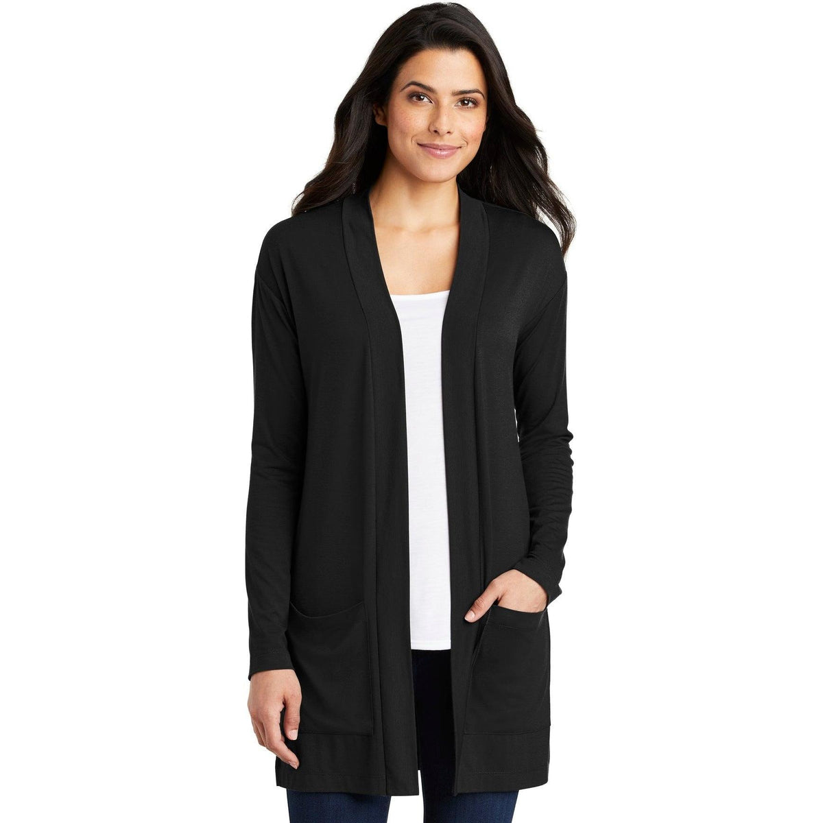 no-logo Port Authority Ladies Concept Long Pocket Cardigan-Regular-Port Authority-Thread Logic