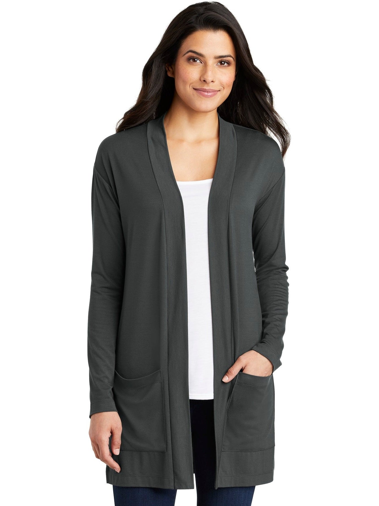 no-logo Port Authority Ladies Concept Long Pocket Cardigan-Regular-Port Authority-Thread Logic