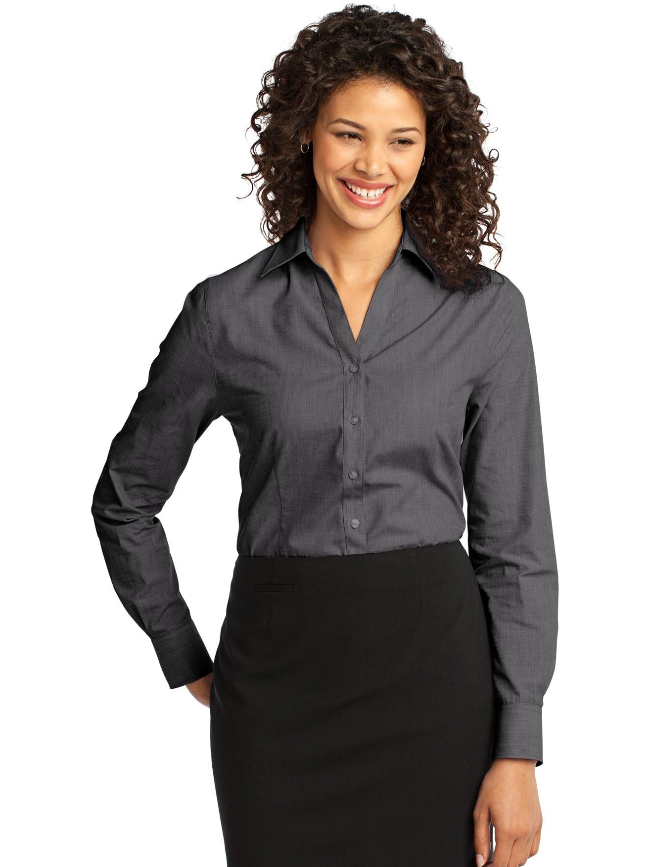 no-logo Port Authority Ladies Crosshatch Easy Care Shirt-Regular-Port Authority-Thread Logic