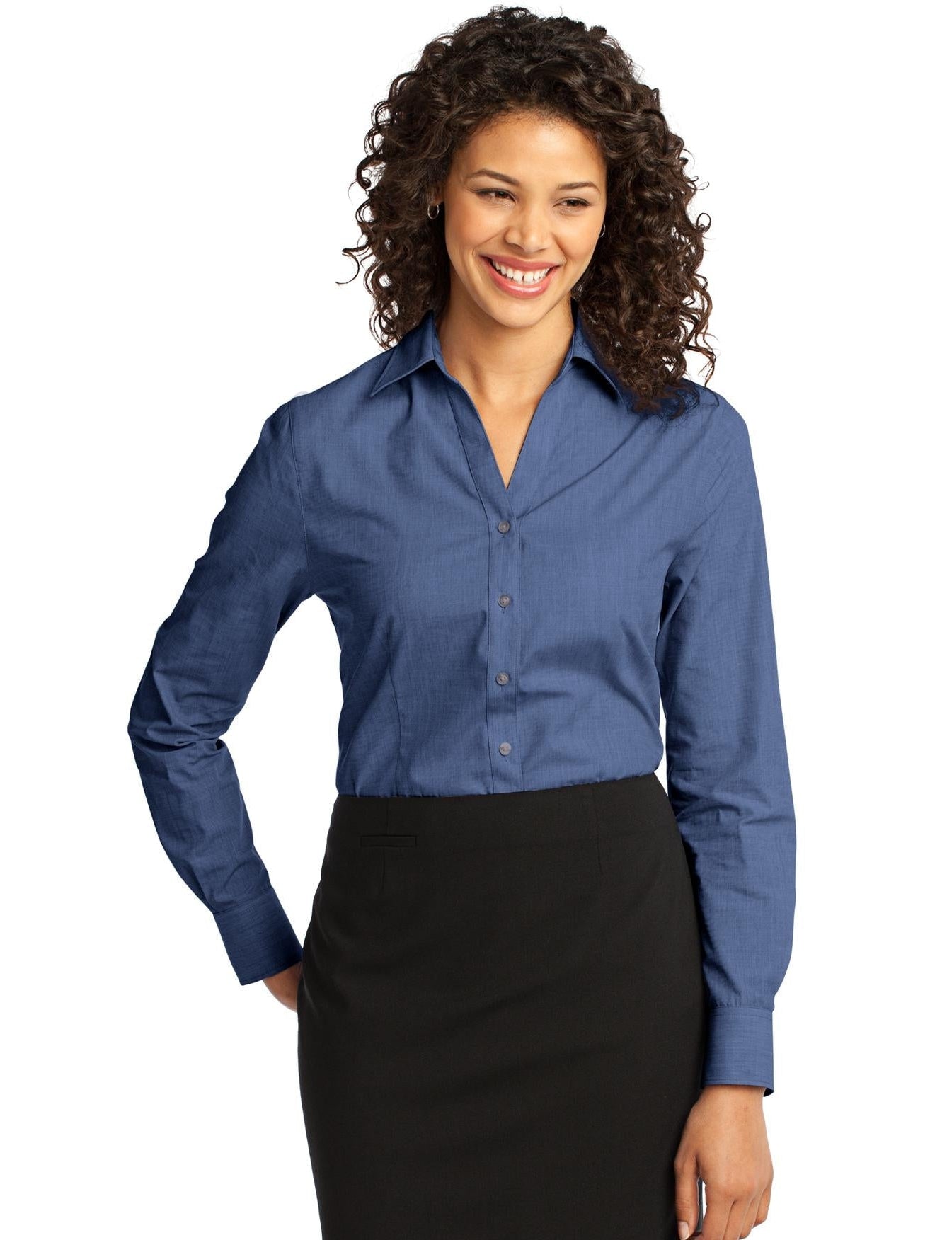 no-logo Port Authority Ladies Crosshatch Easy Care Shirt-Regular-Port Authority-Thread Logic