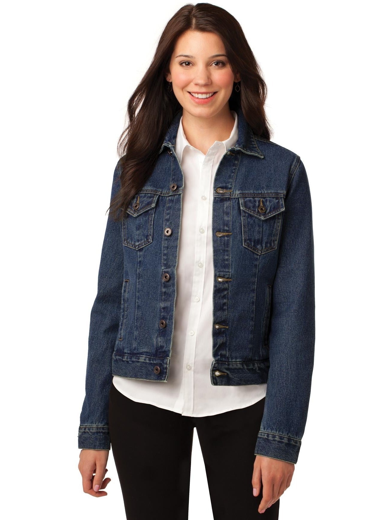 no-logo Port Authority Ladies Denim Jacket-Regular-Port Authority-Thread Logic