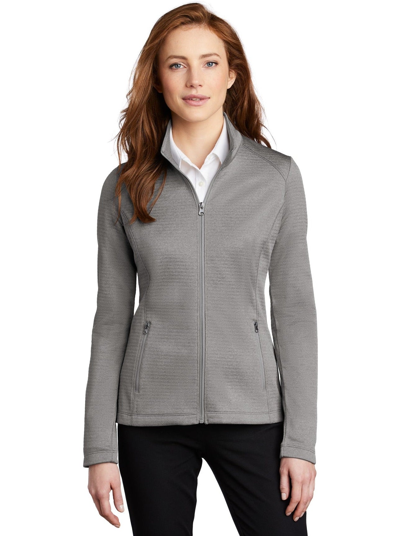 no-logo Port Authority Ladies Diamond Heather Fleece Full-Zip Jacket-Regular-Port Authority-Thread Logic