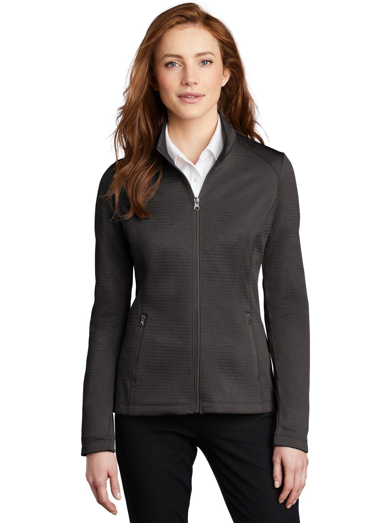 no-logo Port Authority Ladies Diamond Heather Fleece Full-Zip Jacket-Regular-Port Authority-Thread Logic
