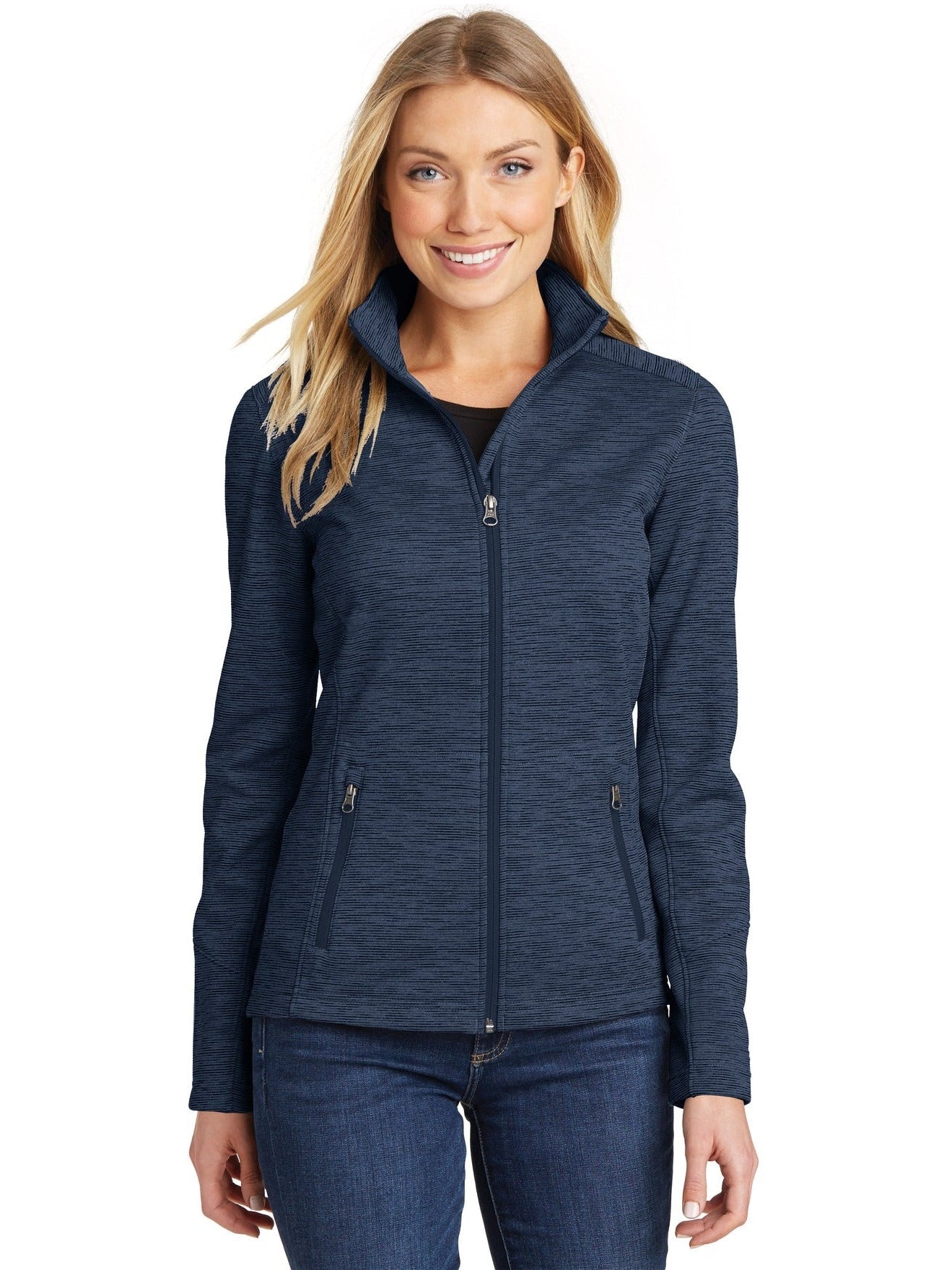 no-logo Port Authority Ladies Digi Stripe Fleece Jacket-Regular-Port Authority-Thread Logic