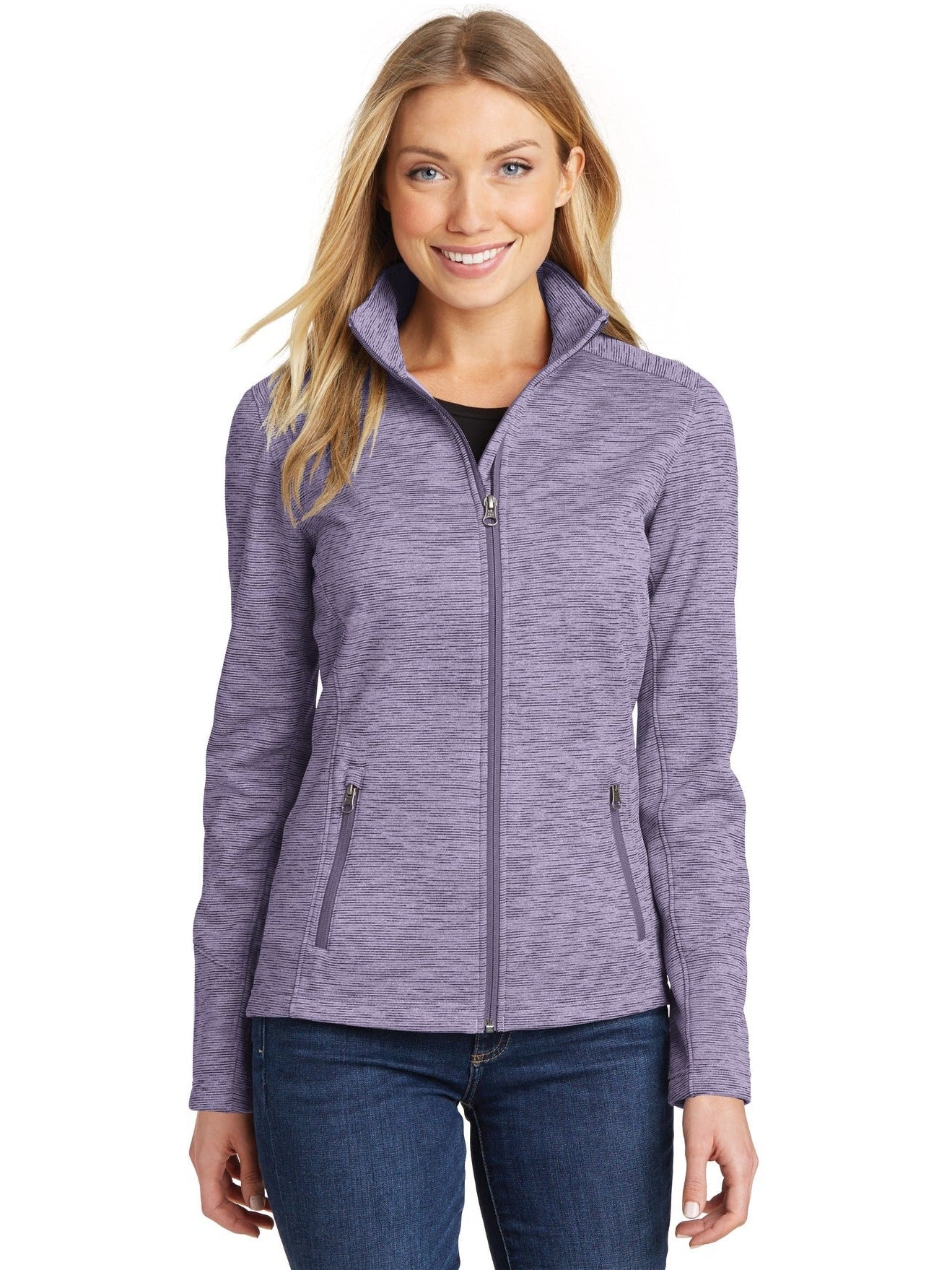 no-logo Port Authority Ladies Digi Stripe Fleece Jacket-Regular-Port Authority-Thread Logic