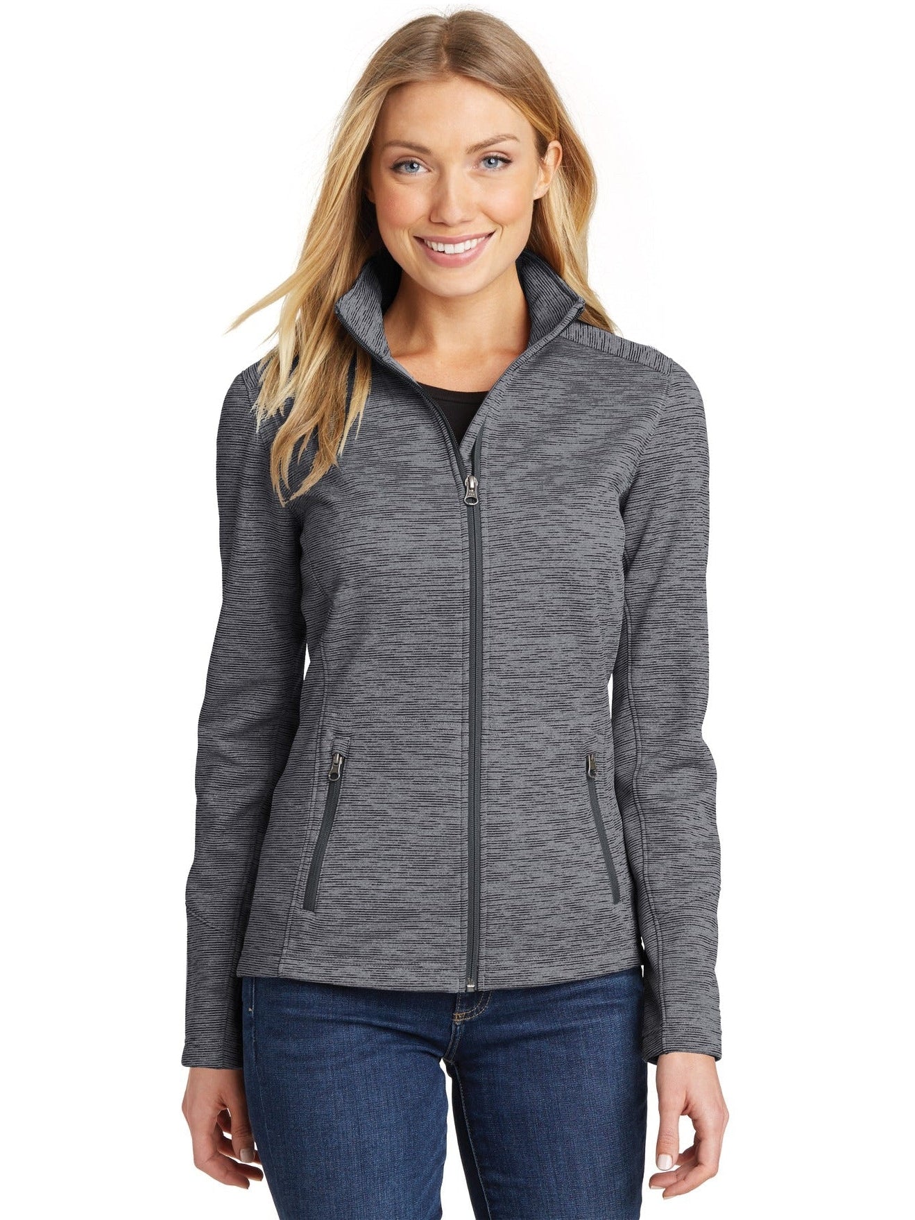no-logo Port Authority Ladies Digi Stripe Fleece Jacket-Regular-Port Authority-Thread Logic