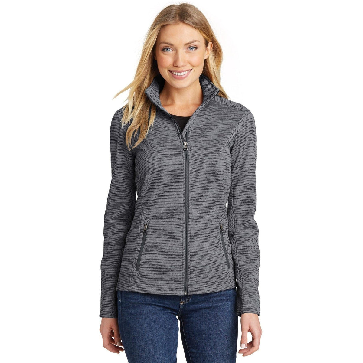 no-logo Port Authority Ladies Digi Stripe Fleece Jacket-Regular-Port Authority-Thread Logic
