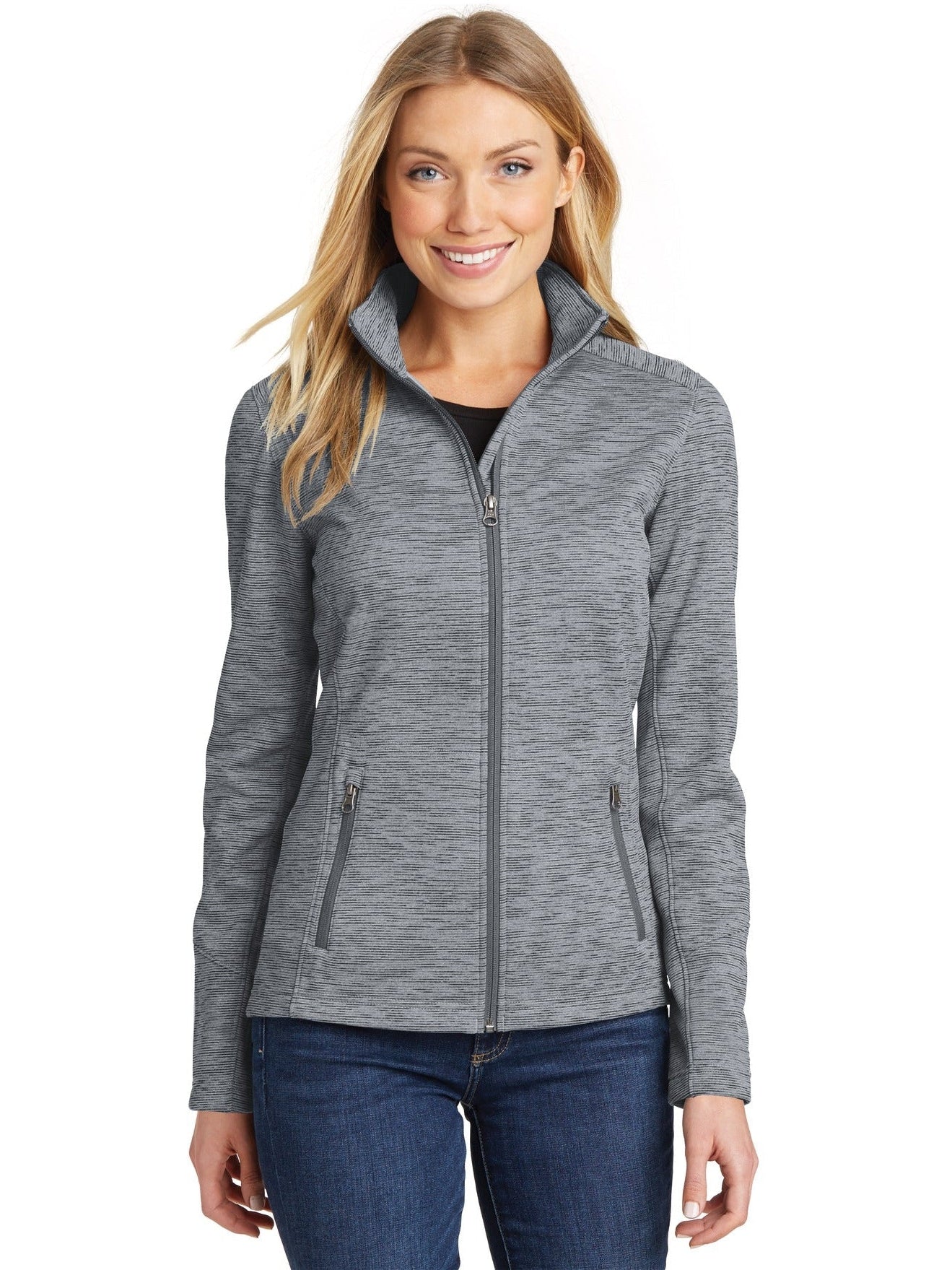 no-logo Port Authority Ladies Digi Stripe Fleece Jacket-Regular-Port Authority-Thread Logic