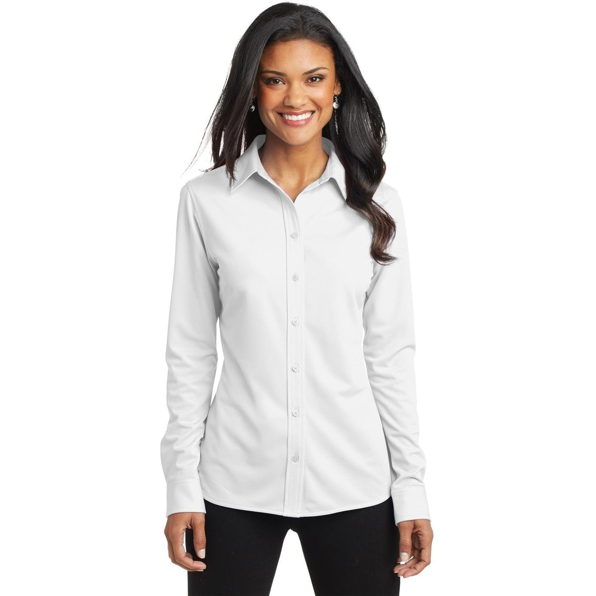no-logo Port Authority Ladies Dimension Knit Dress Shirt-Regular-Port Authority-Thread Logic