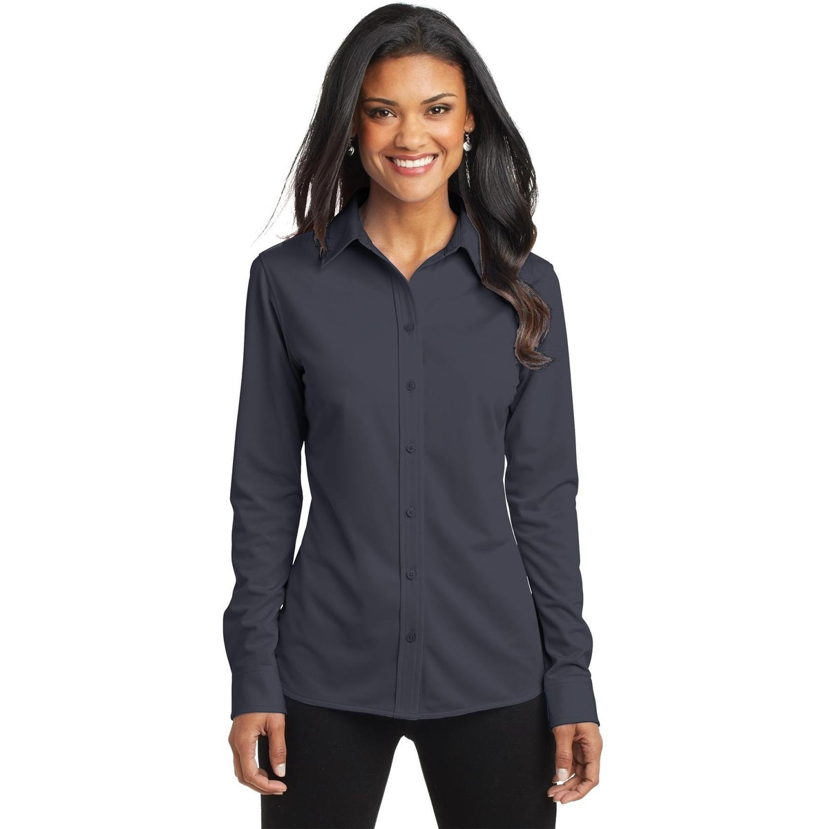no-logo Port Authority Ladies Dimension Knit Dress Shirt-Regular-Port Authority-Thread Logic