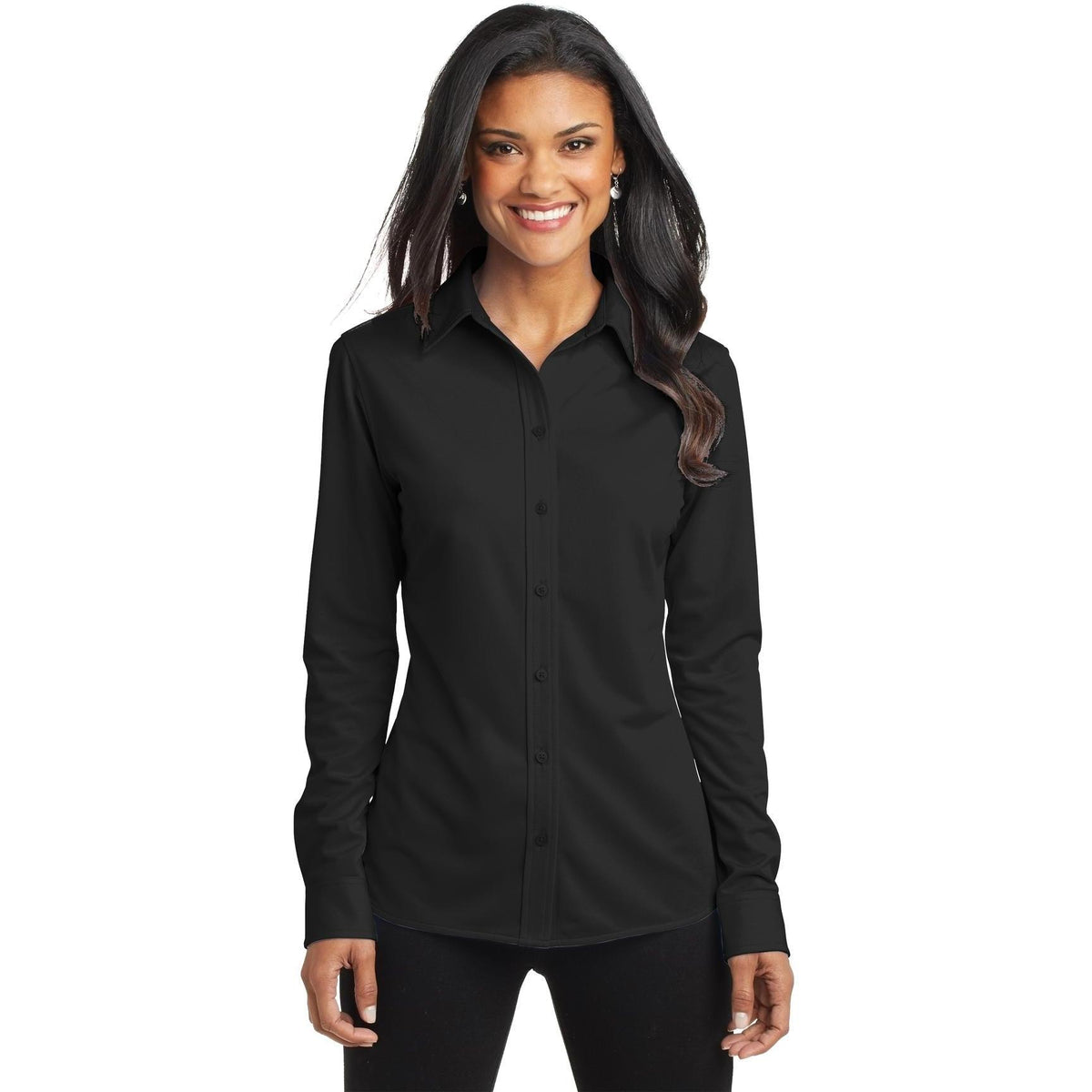 no-logo Port Authority Ladies Dimension Knit Dress Shirt-Regular-Port Authority-Thread Logic