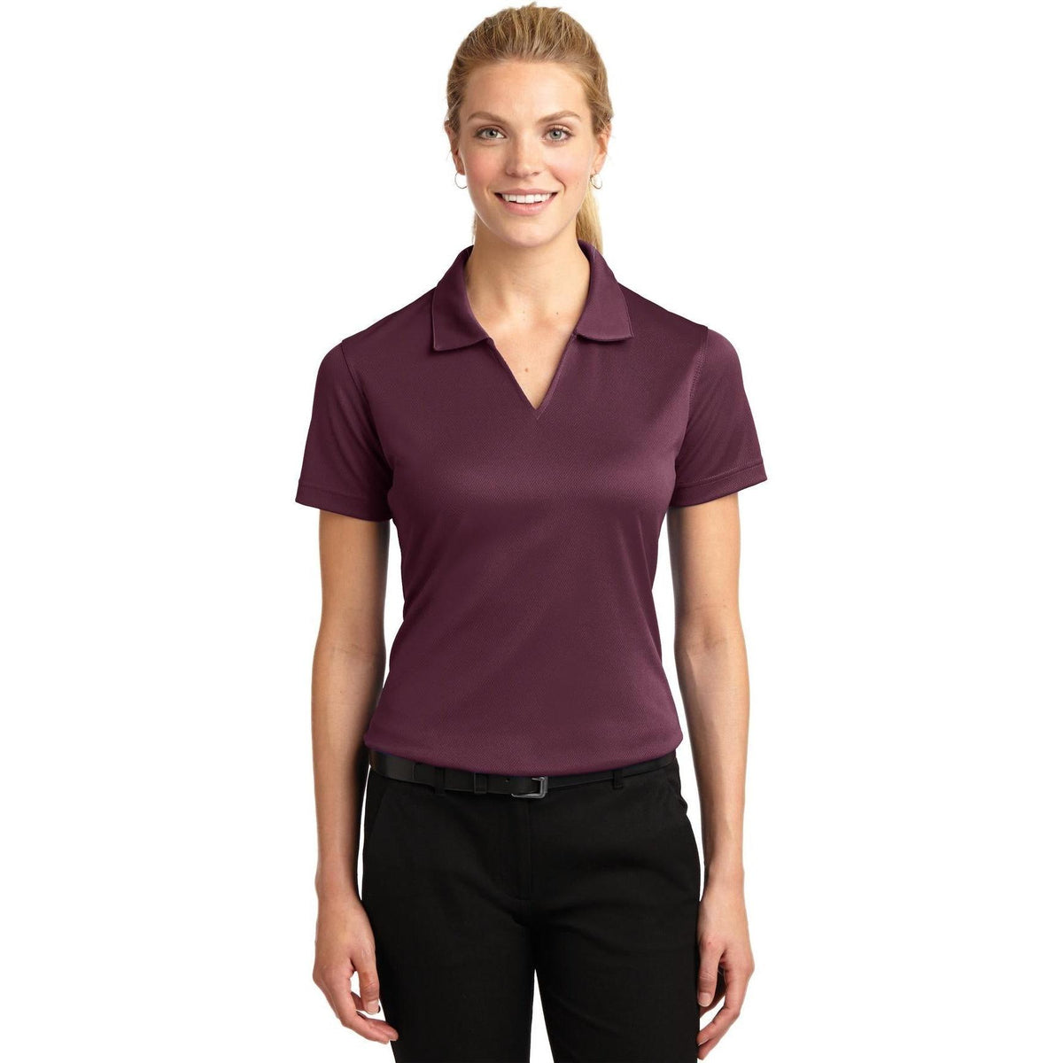no-logo Sport-Tek Women's Dri-Mesh V-Neck Polo Shirt-Regular-Sport-Tek-Thread Logic