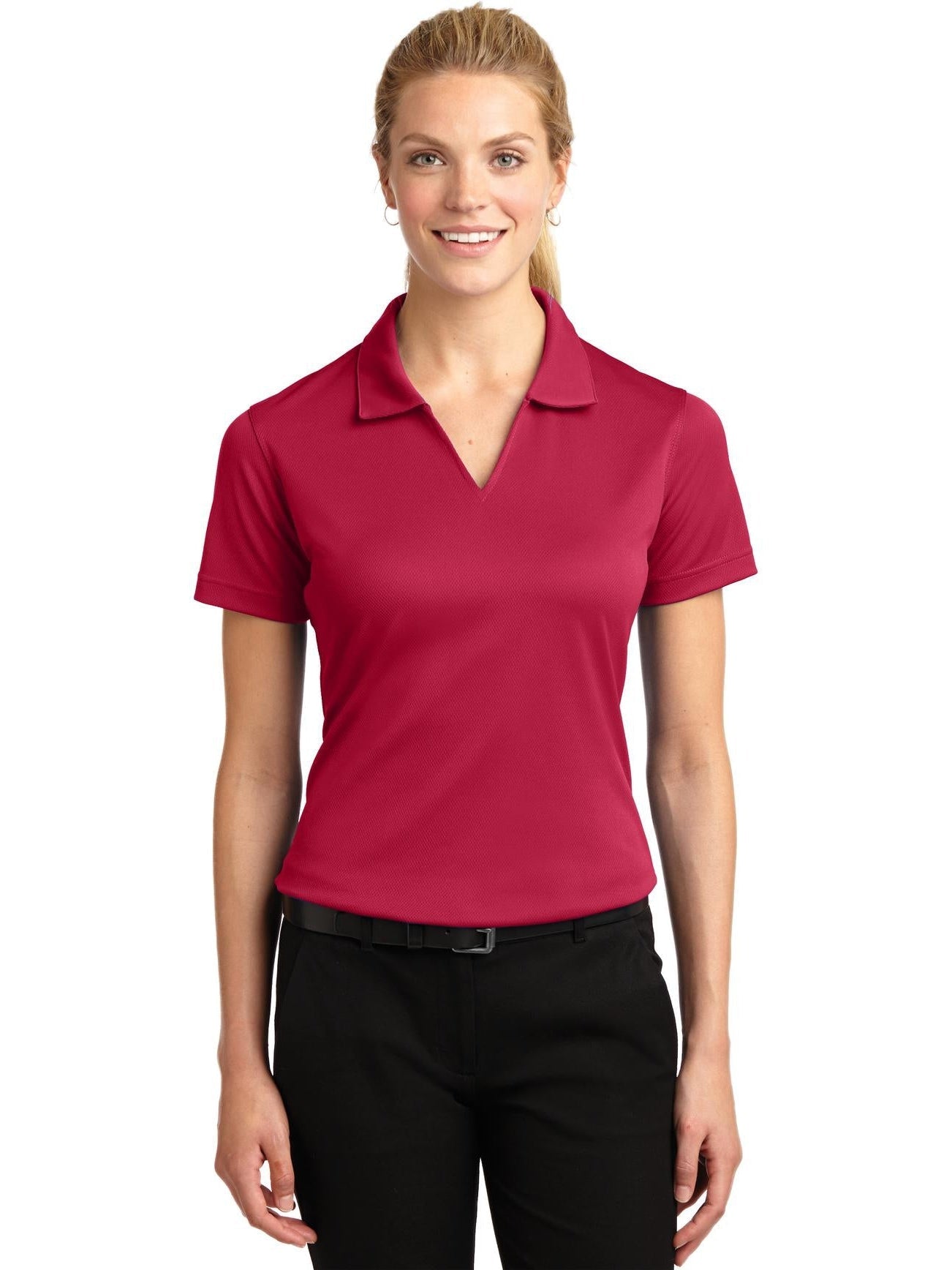 no-logo Port Authority Ladies Dri-Mesh V-Neck Polo Shirt-Regular-Port Authority-Thread Logic