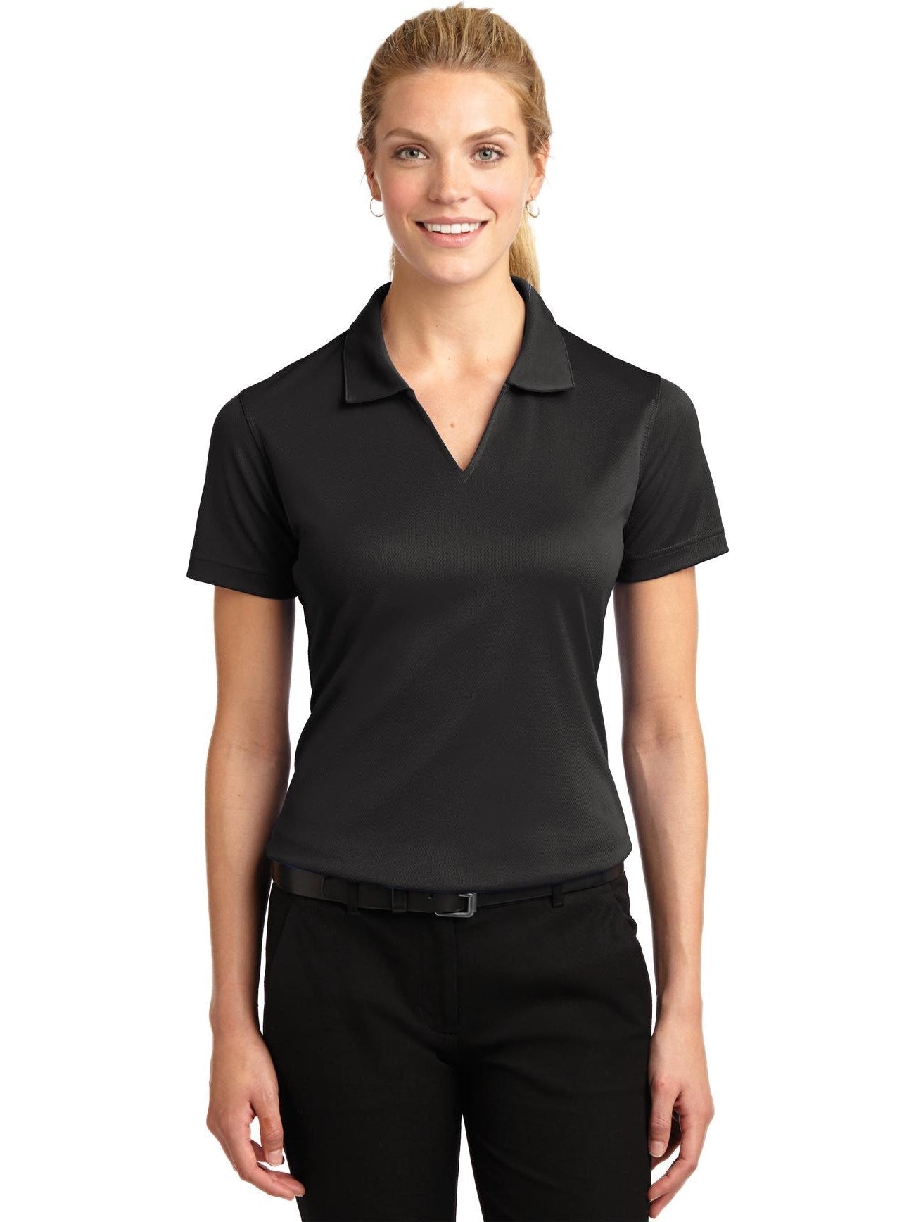 no-logo Port Authority Ladies Dri-Mesh V-Neck Polo Shirt-Regular-Port Authority-Thread Logic