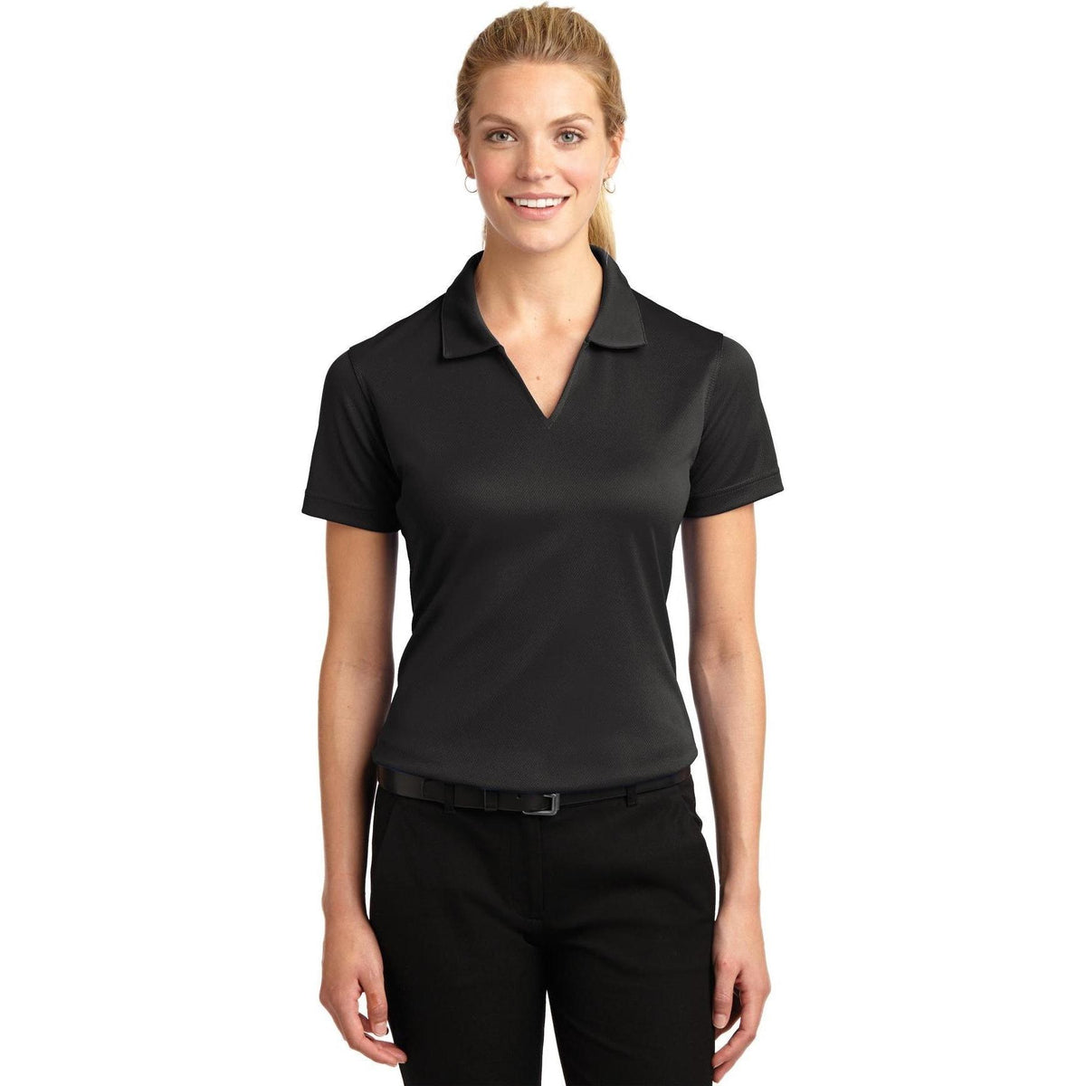 no-logo Sport-Tek Women's Dri-Mesh V-Neck Polo Shirt-Regular-Sport-Tek-Thread Logic
