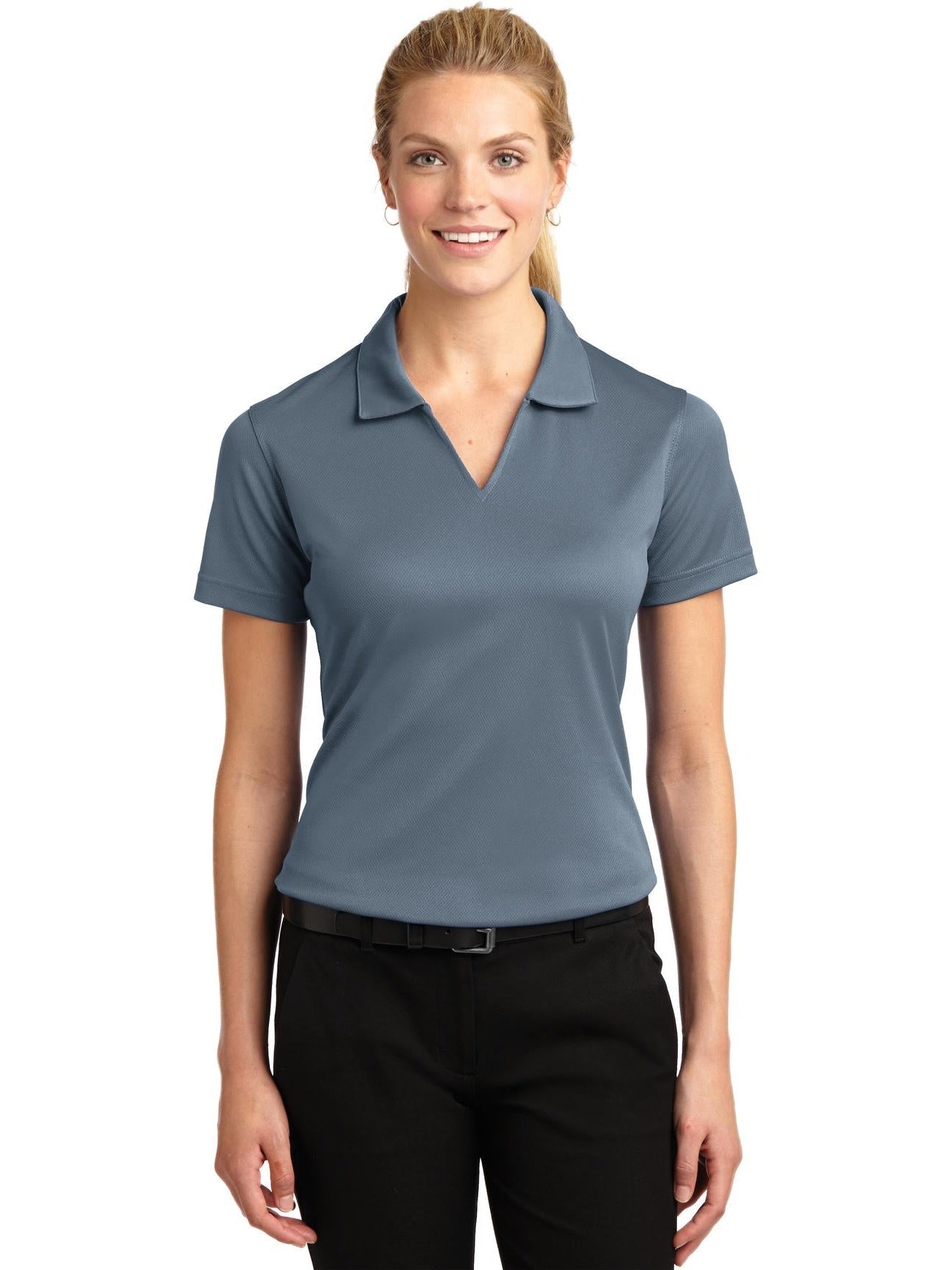 no-logo Port Authority Ladies Dri-Mesh V-Neck Polo Shirt-Regular-Port Authority-Thread Logic