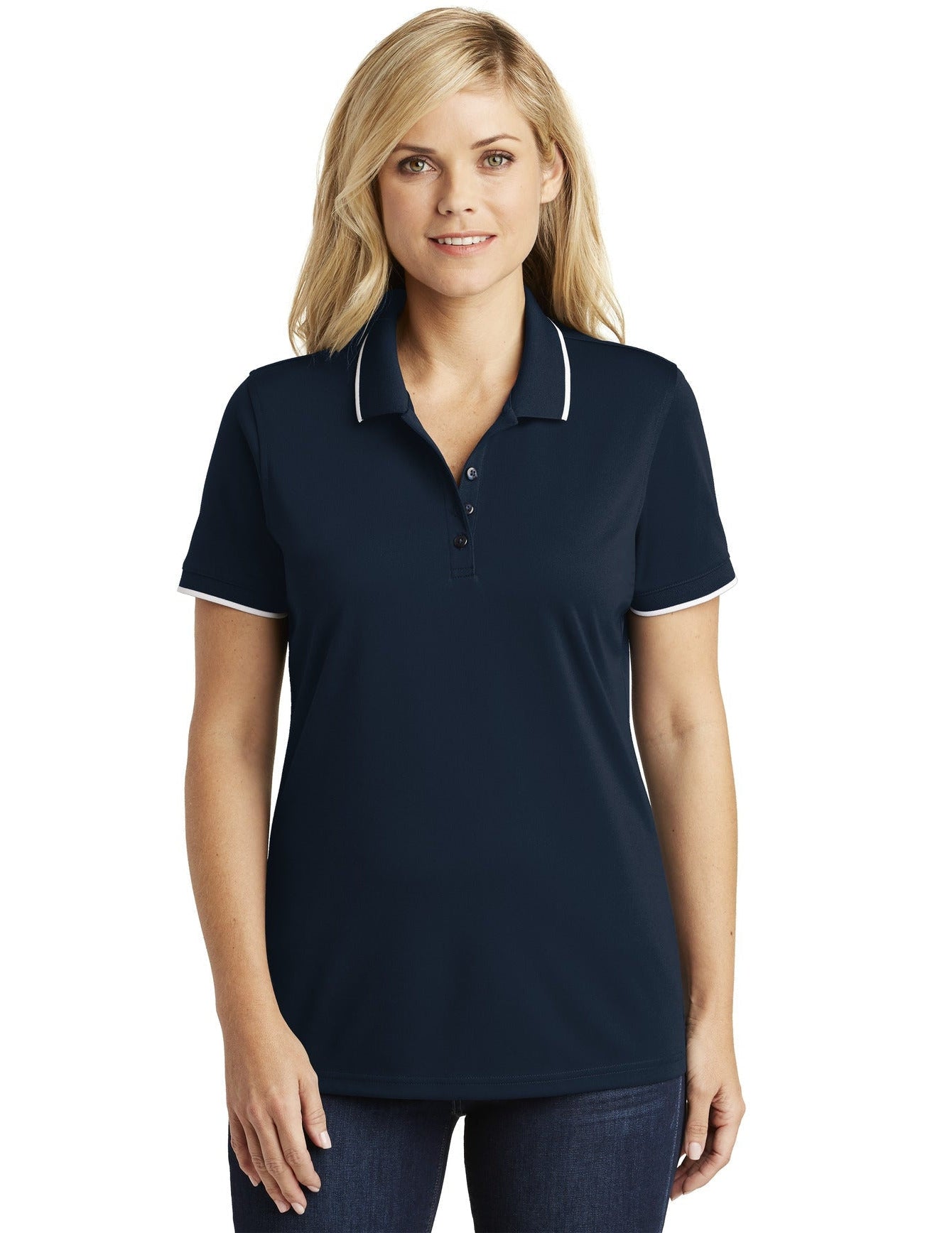 no-logo Port Authority Ladies Dry Zone UV Micro-Mesh Tipped Polo-Regular-Port Authority-Thread Logic