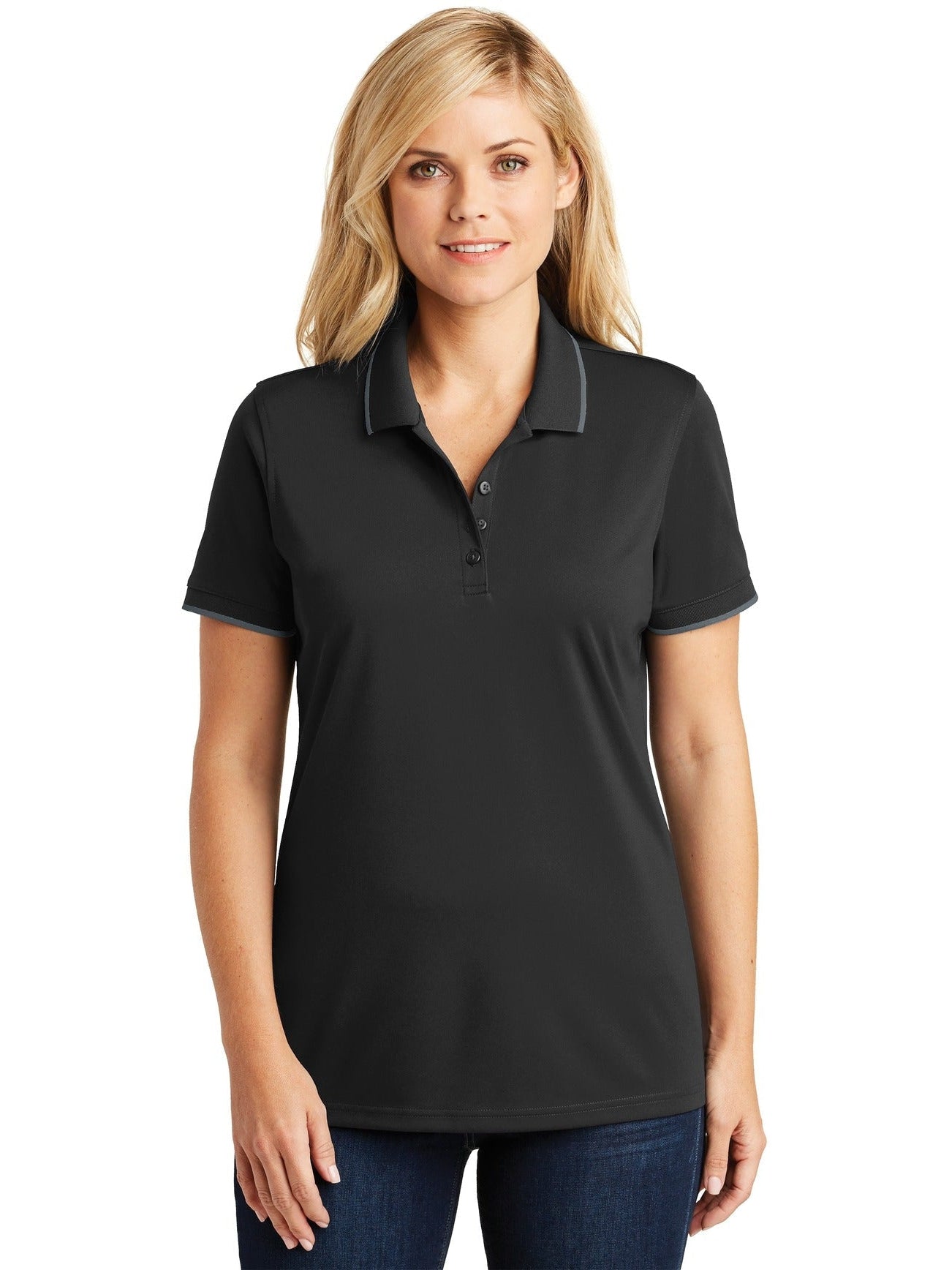 no-logo Port Authority Ladies Dry Zone UV Micro-Mesh Tipped Polo-Regular-Port Authority-Thread Logic