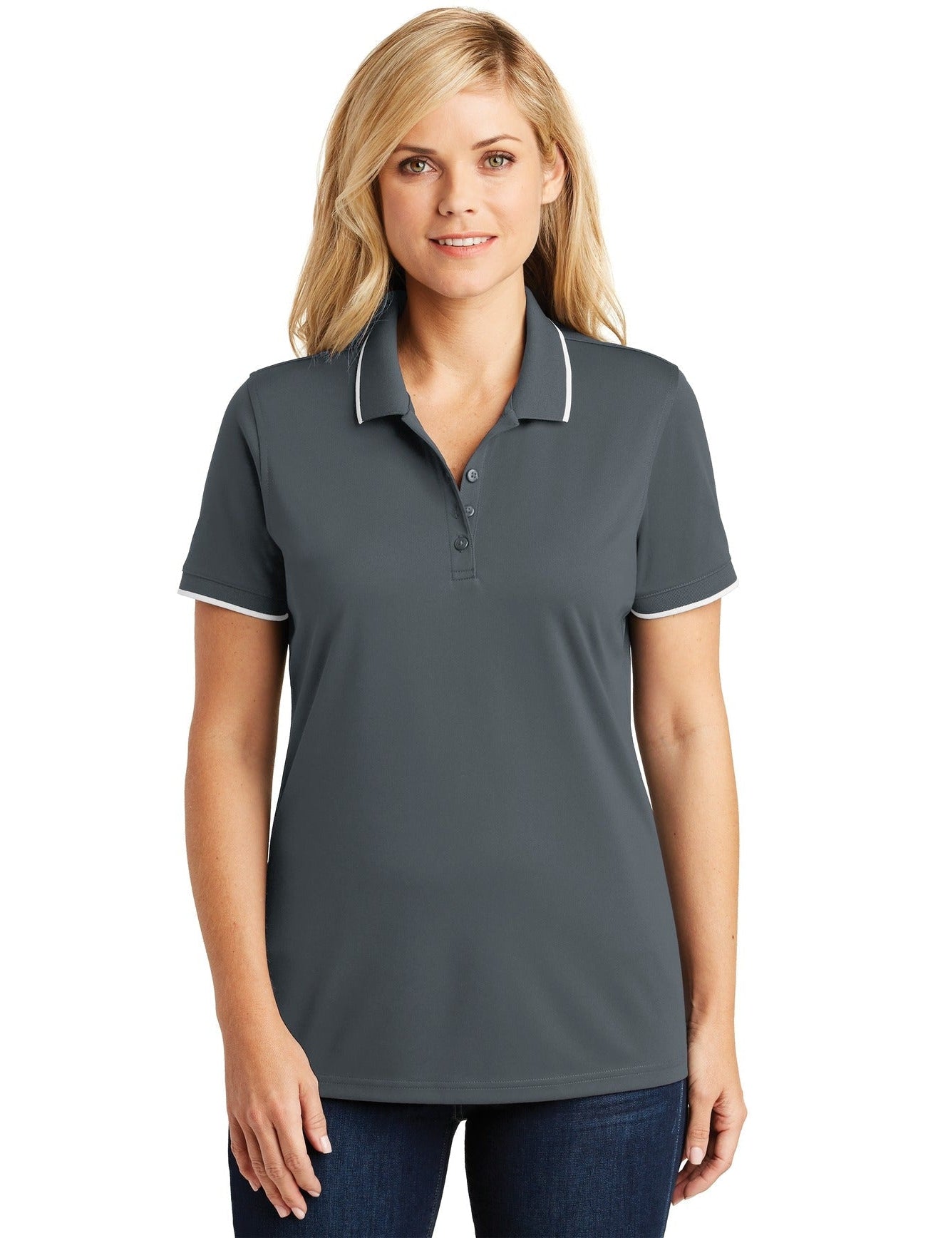 no-logo Port Authority Ladies Dry Zone UV Micro-Mesh Tipped Polo-Regular-Port Authority-Thread Logic