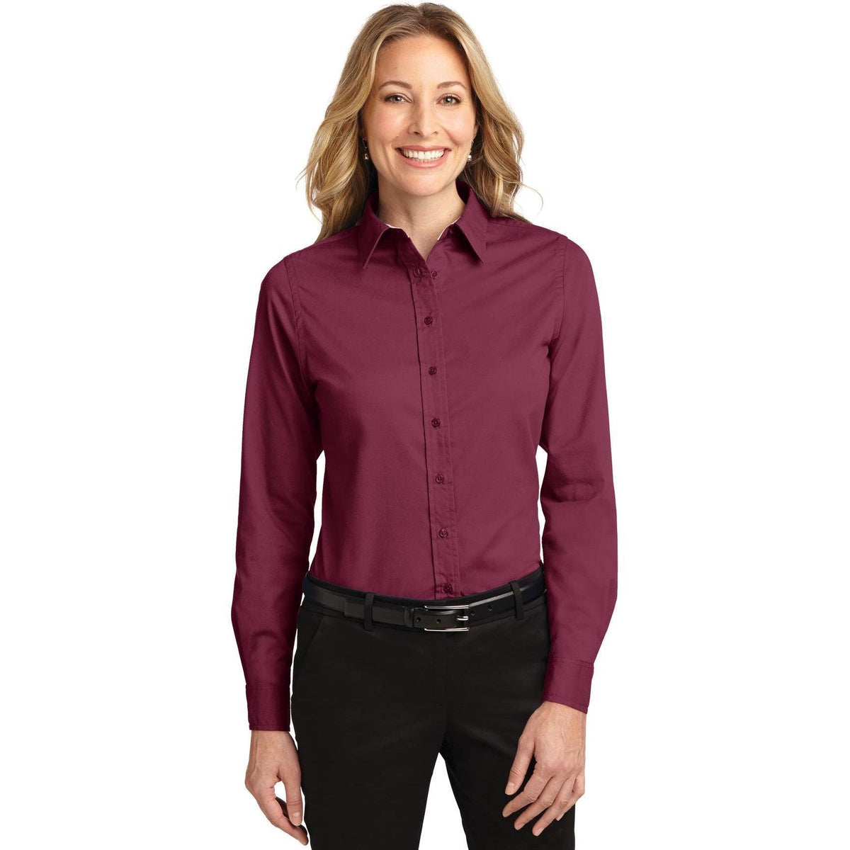 no-logo Port Authority Women's Easy Care-Dress Shirts-Port Authority-Burgundy/Light Stone-XS-Thread Logic