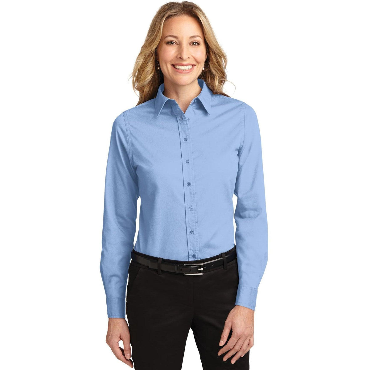 no-logo Port Authority Women's Easy Care-Dress Shirts-Port Authority-Light Blue/Light Stone-XS-Thread Logic